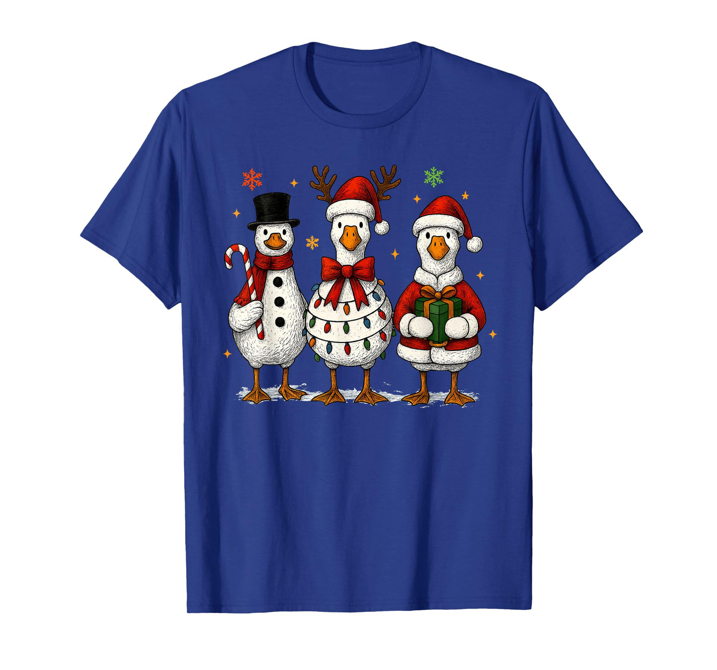 Funny Silly Goose Merry Christmas Lights Goose Xmas Pajamas T-Shirt