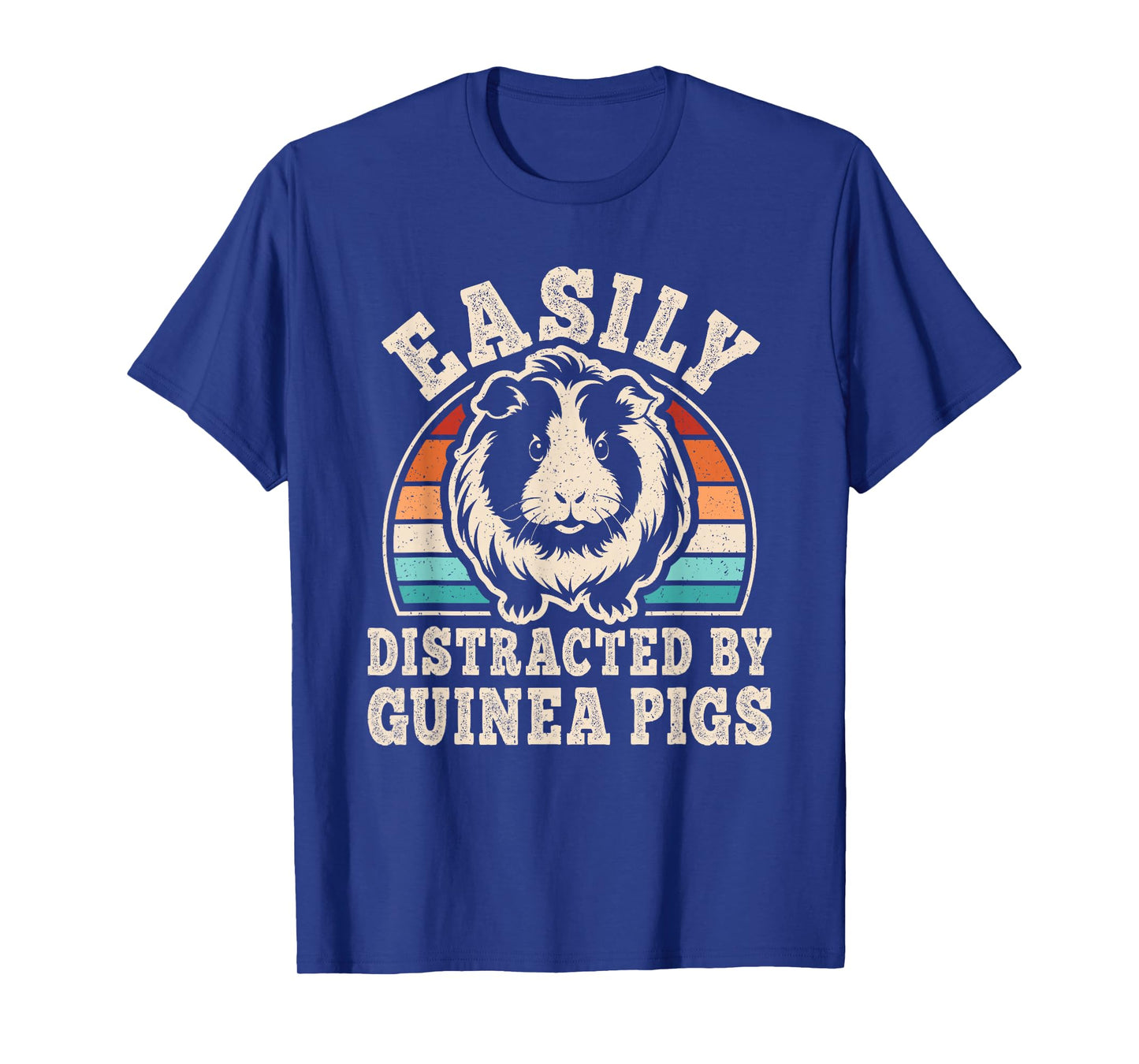 Easily Distracted by Guinea Pigs Retro Men Women T-Shirt