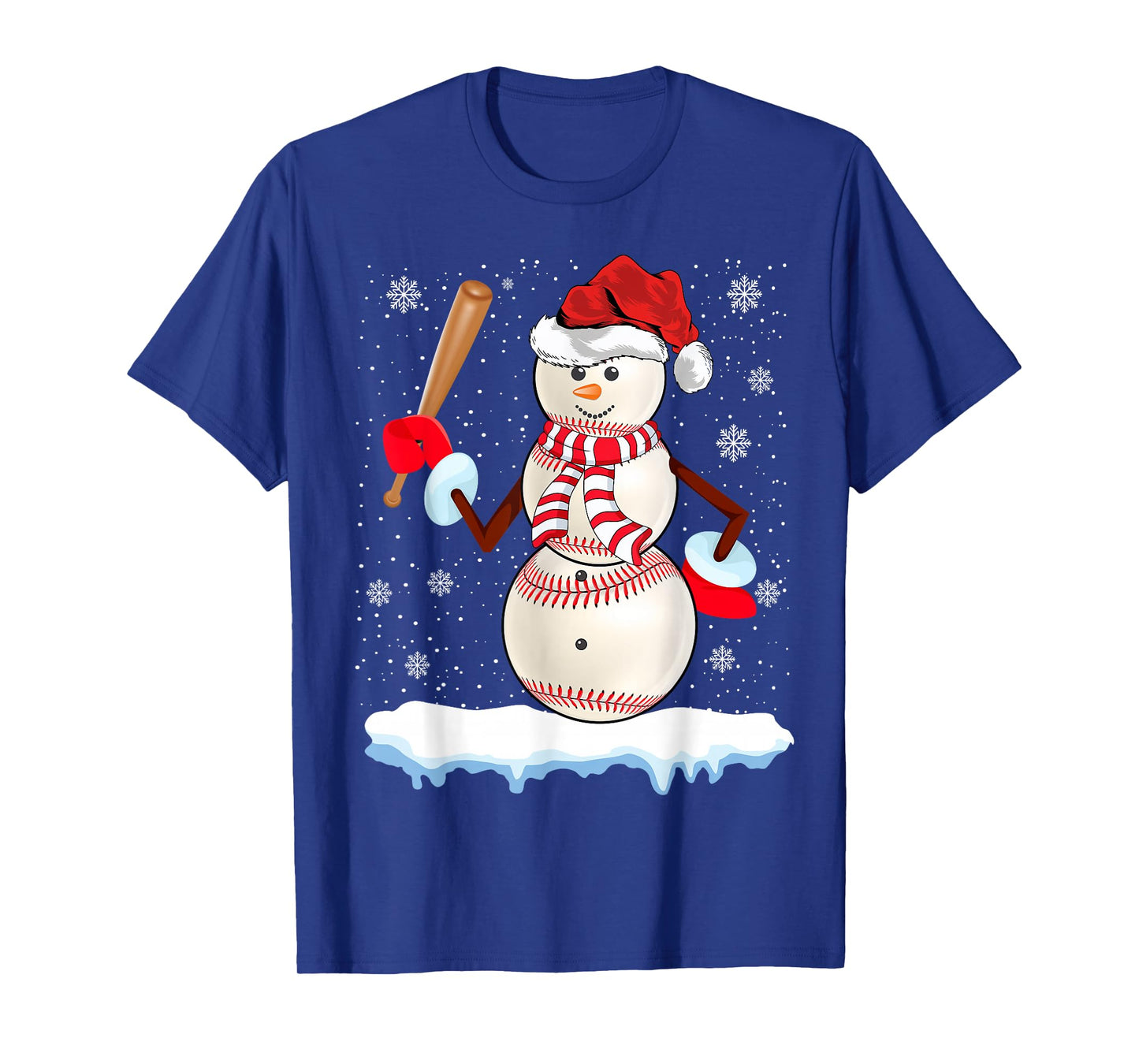 Baseball Snowman Christmas Pajamas Funny Baseball Player T-Shirt