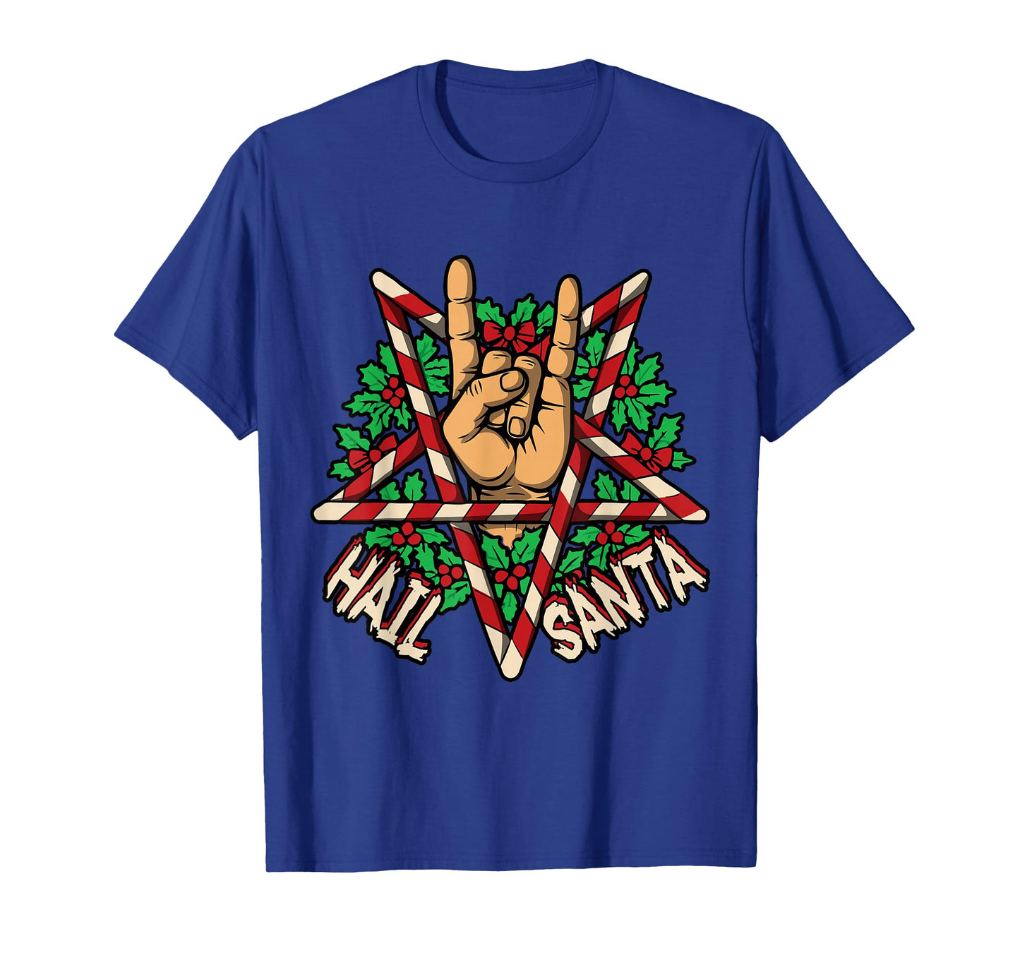Hail Santa Rock Roll Pagan Solstice Gothic Anti Christmas T-Shirt
