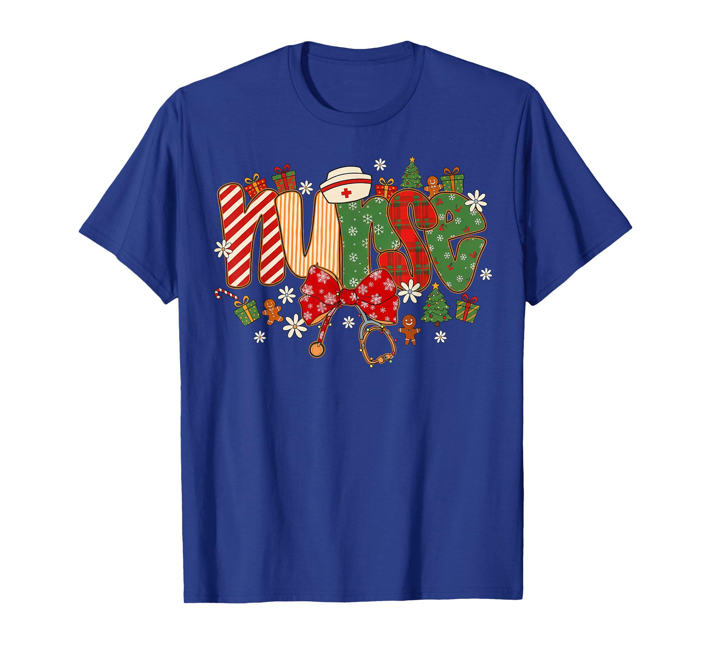 Nurse Medical Staff Christmas Stethoscope Bow Xmas Holiday T-Shirt