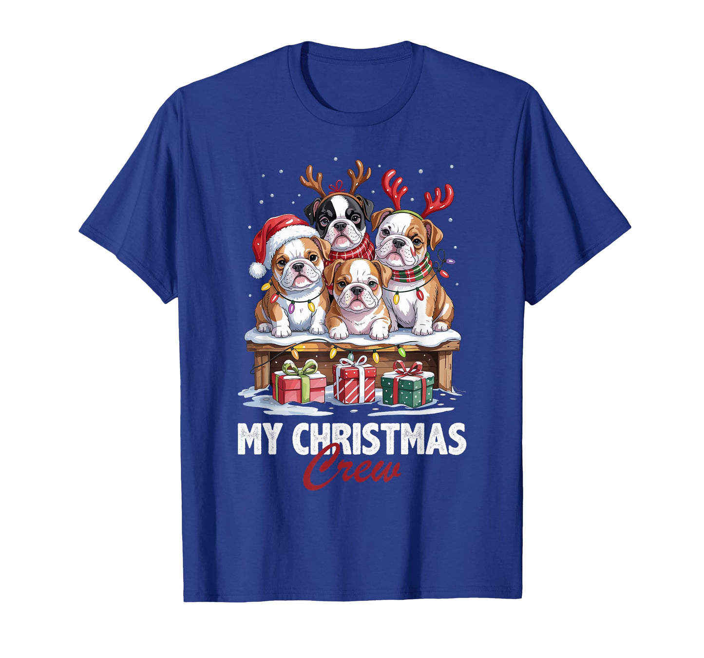 Bulldog Christmas Crew Funny Dog Lovers Holiday Pajama T-Shirt
