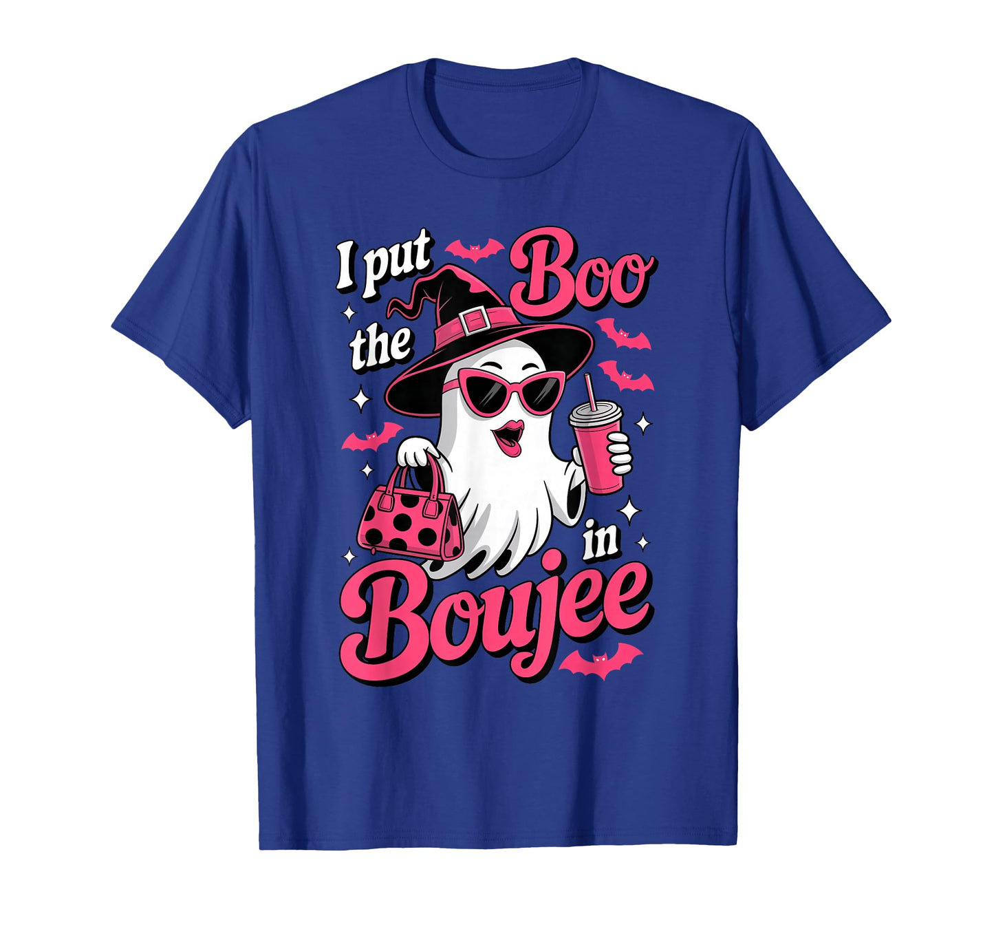 Boujee Boo Ghost Spooky Season Leopard Halloween Womens Girl T-Shirt
