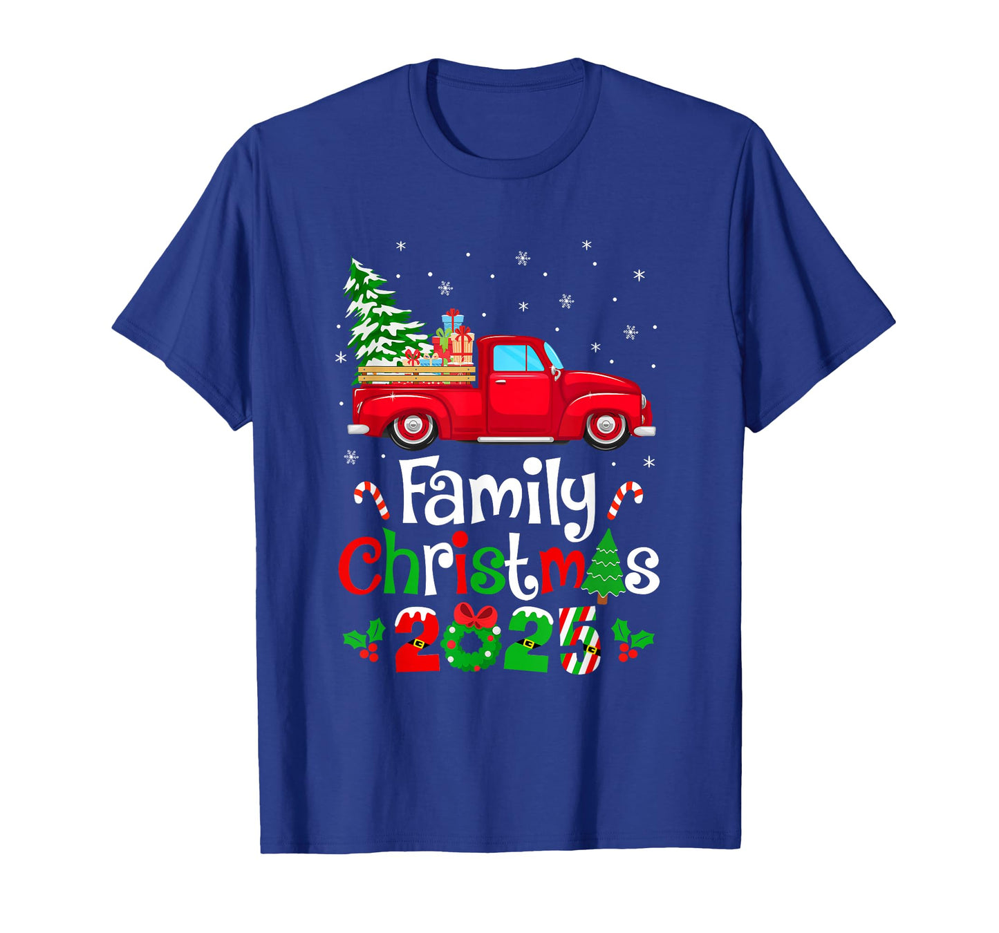 Family Christmas 2025 Truck Tree Squad Matching Xmas Team T-Shirt