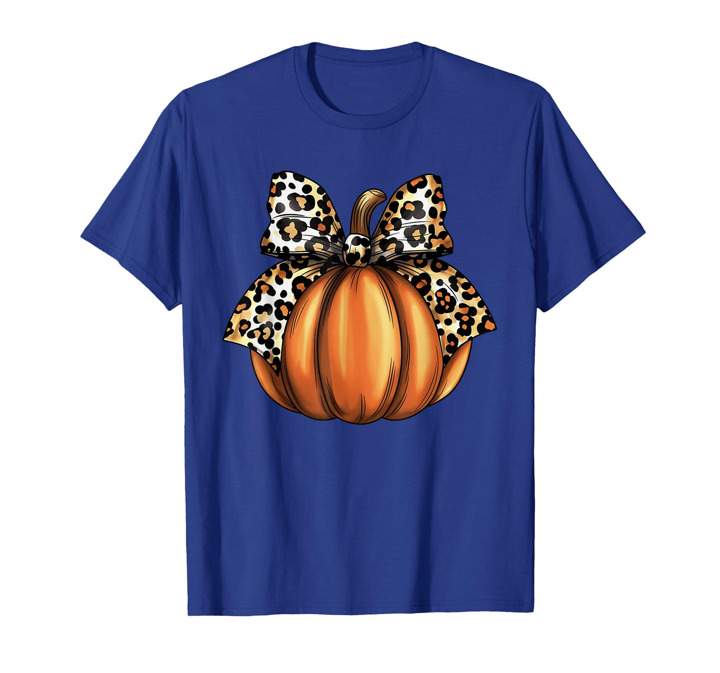 Pumpkin Leopard Coquette Bow Women Girls Kids Halloween T-Shirt