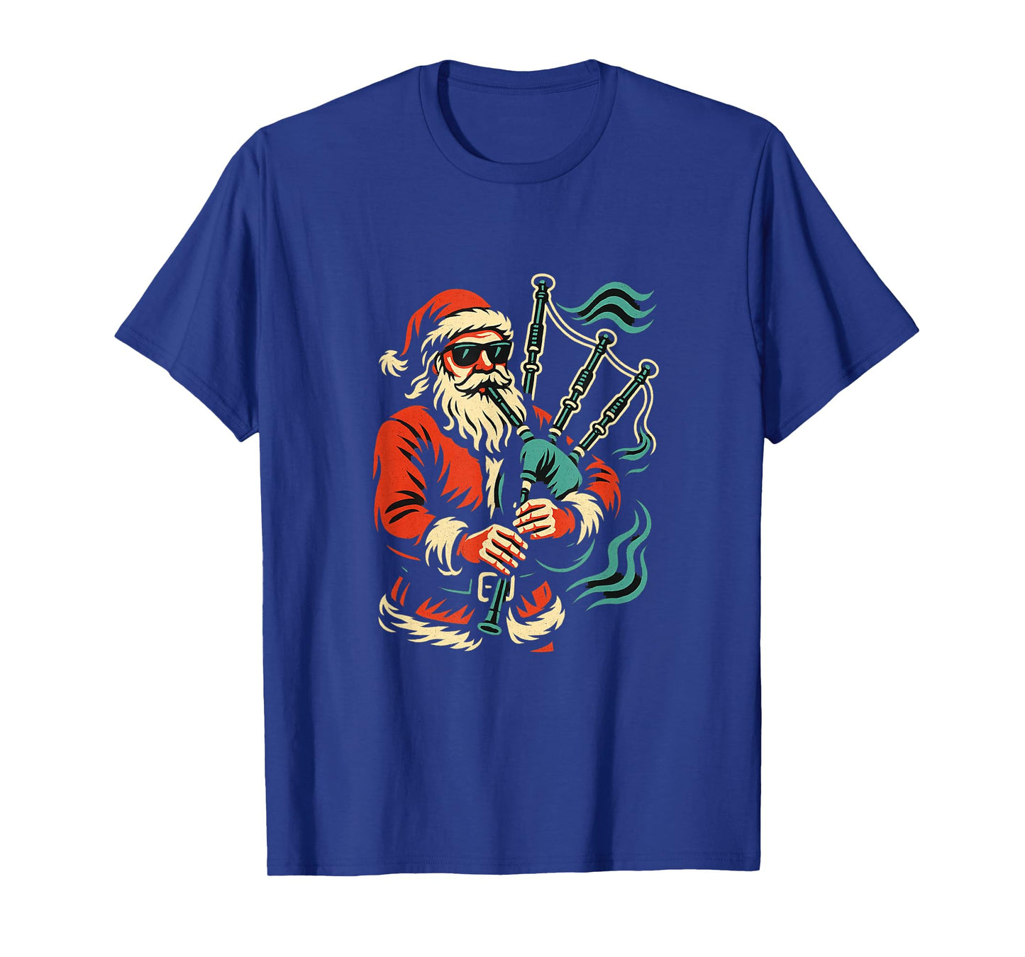 Cool Santa Playing Bagpipes Xmas Bagpiper Musician T-Shirt
