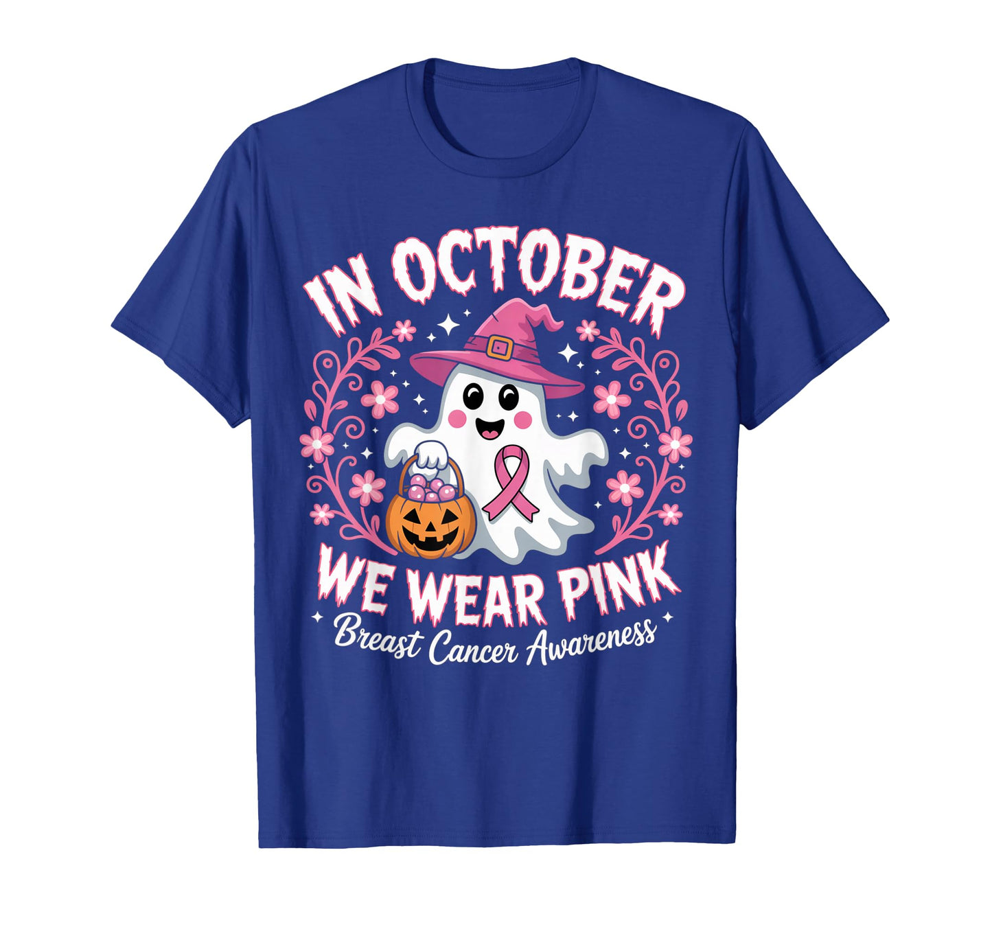 Breast Cancer Women Halloween in October We Wear Pink T-Shirt