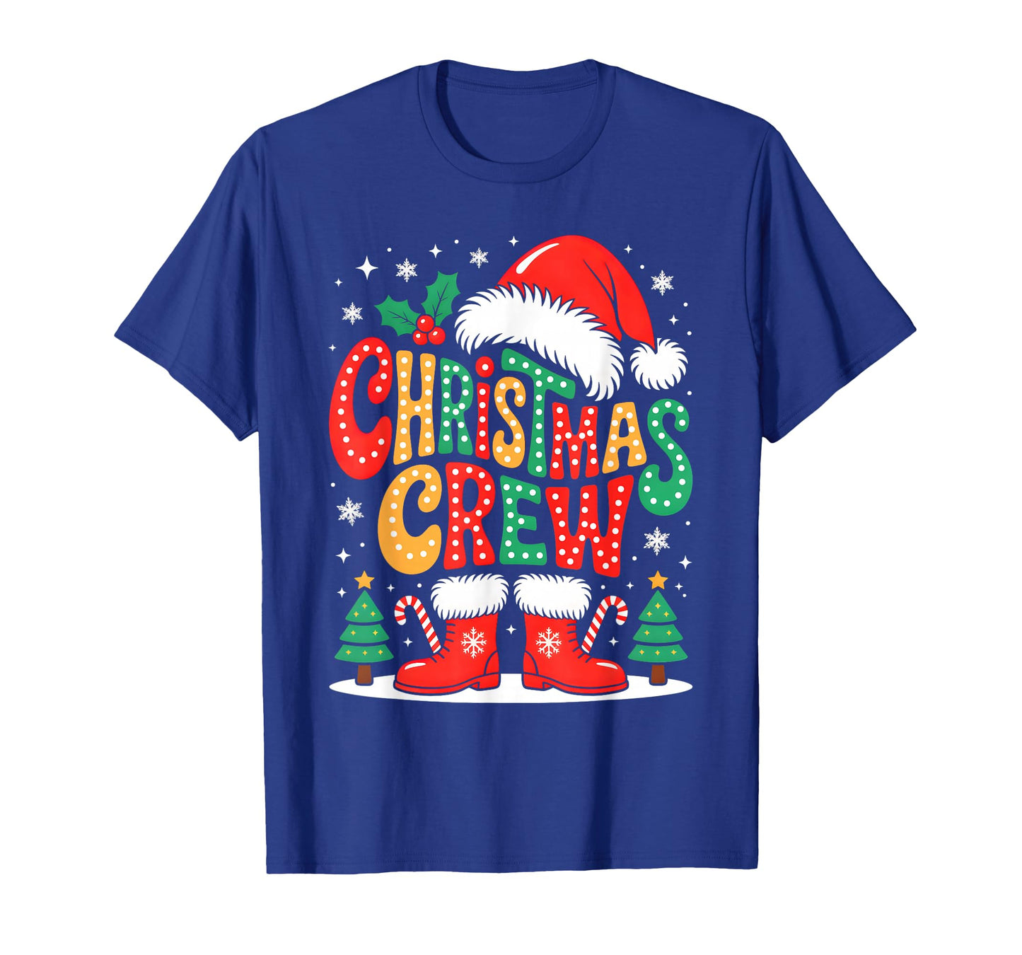 Funny Christmas Crew Xmas Squad Santa Family Pajamas Groovy T-Shirt