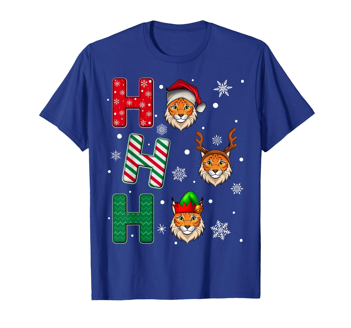 Ho Ho Ho Bobcat Animal Matching Santa Elf Xmas T-Shirt