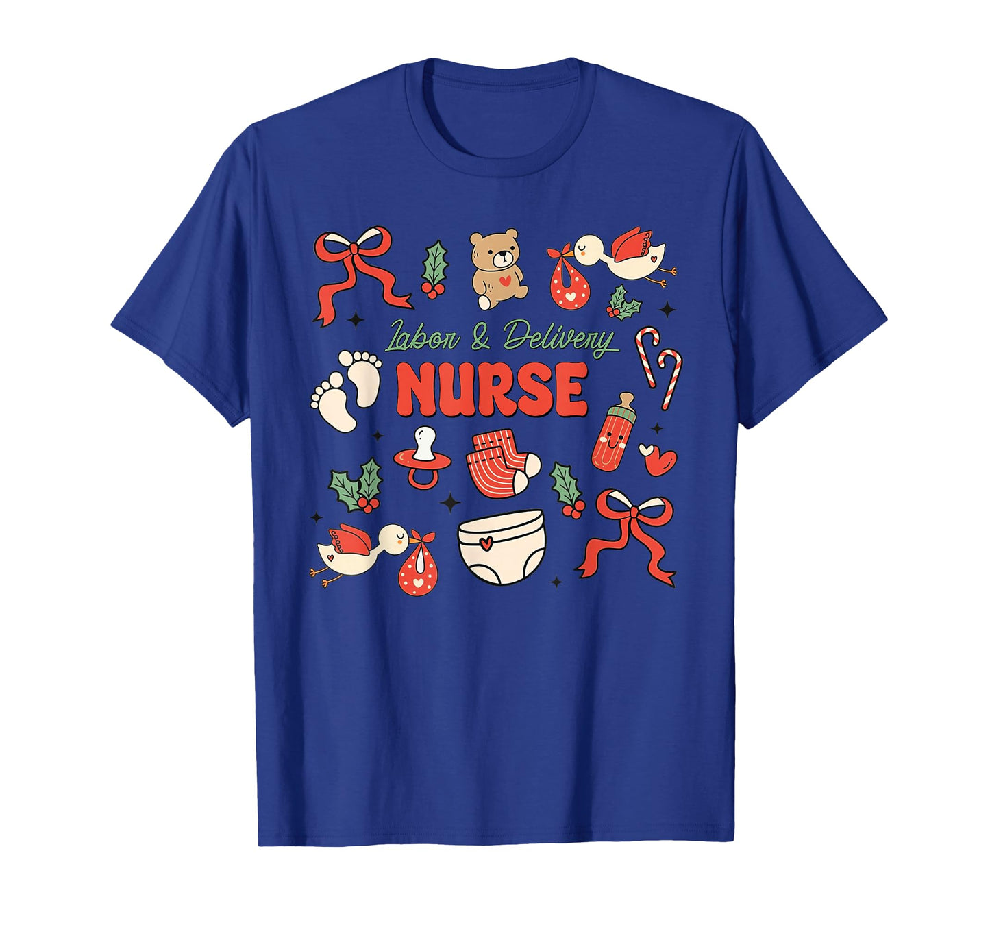 Coquette Labor & Delivery Nurse Christmas L&D Stork Squad T-Shirt