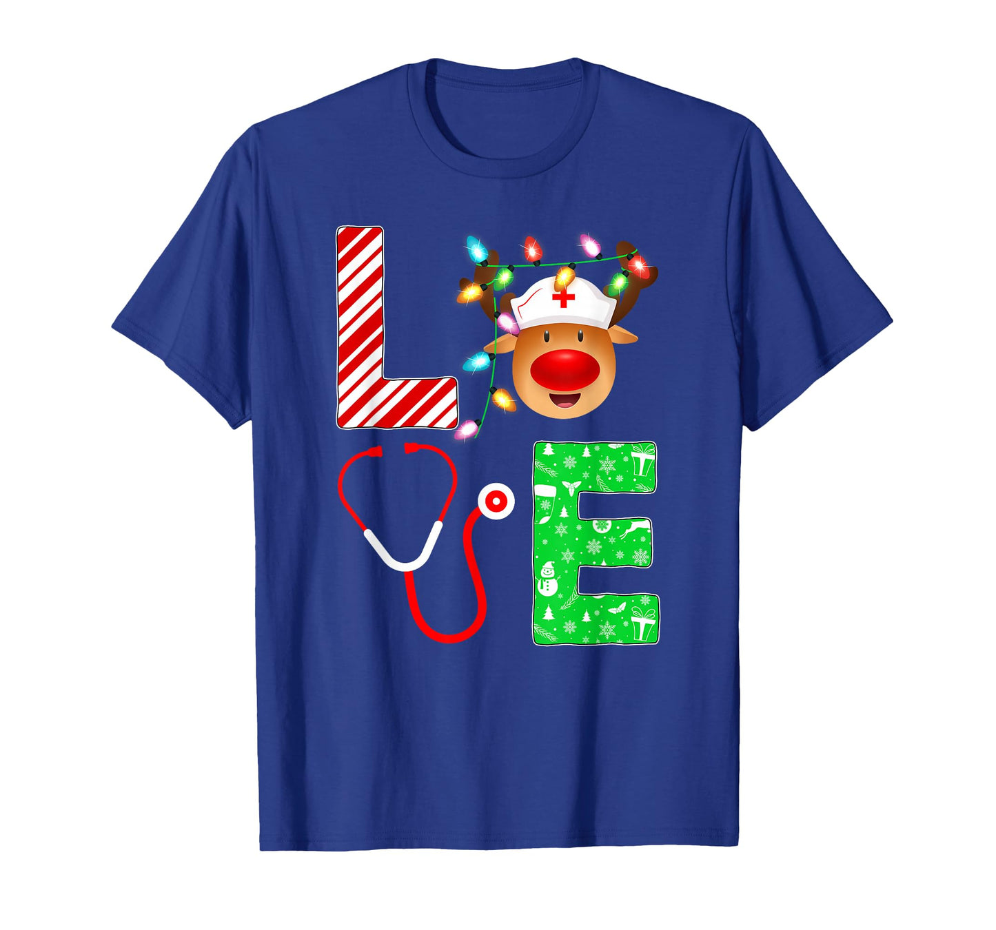 Nursing Scrub Top Santa Elf Reindeer Love Nurse Christmas T-Shirt