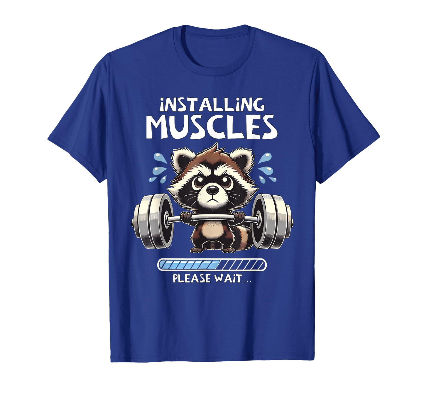 Funny Cute Raccoon Workout Gym Fitness Weightlifting T-Shirt