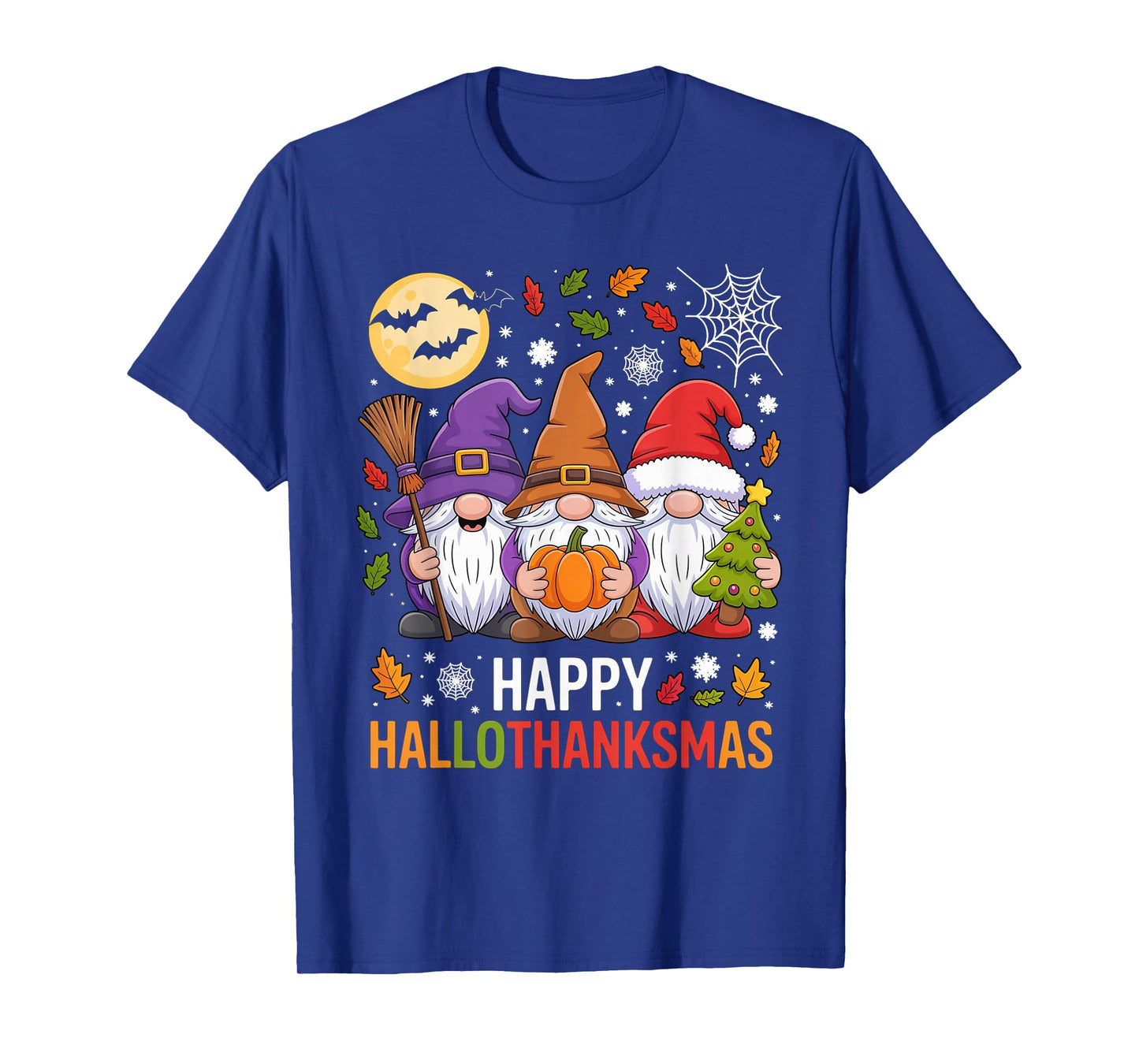 Happy Hallothanksmas Gnomes Lover Halloween Merry Christmas T-Shirt
