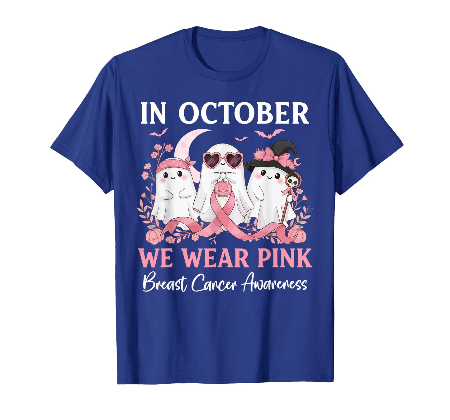 Breast Cancer Shirt for Women in October We Wear Pink Ghost T-Shirt