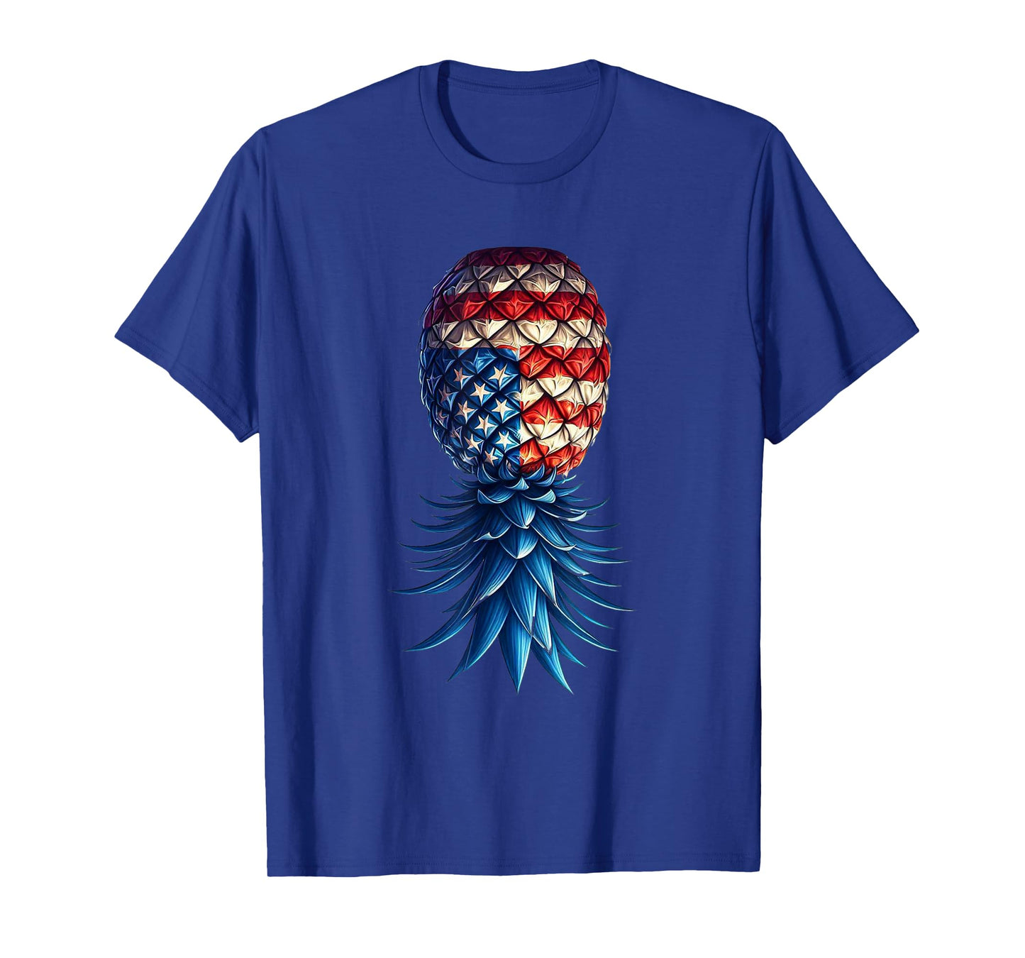 July Patriotic Red White Blue Upside Down Pineapple Swinger T-Shirt