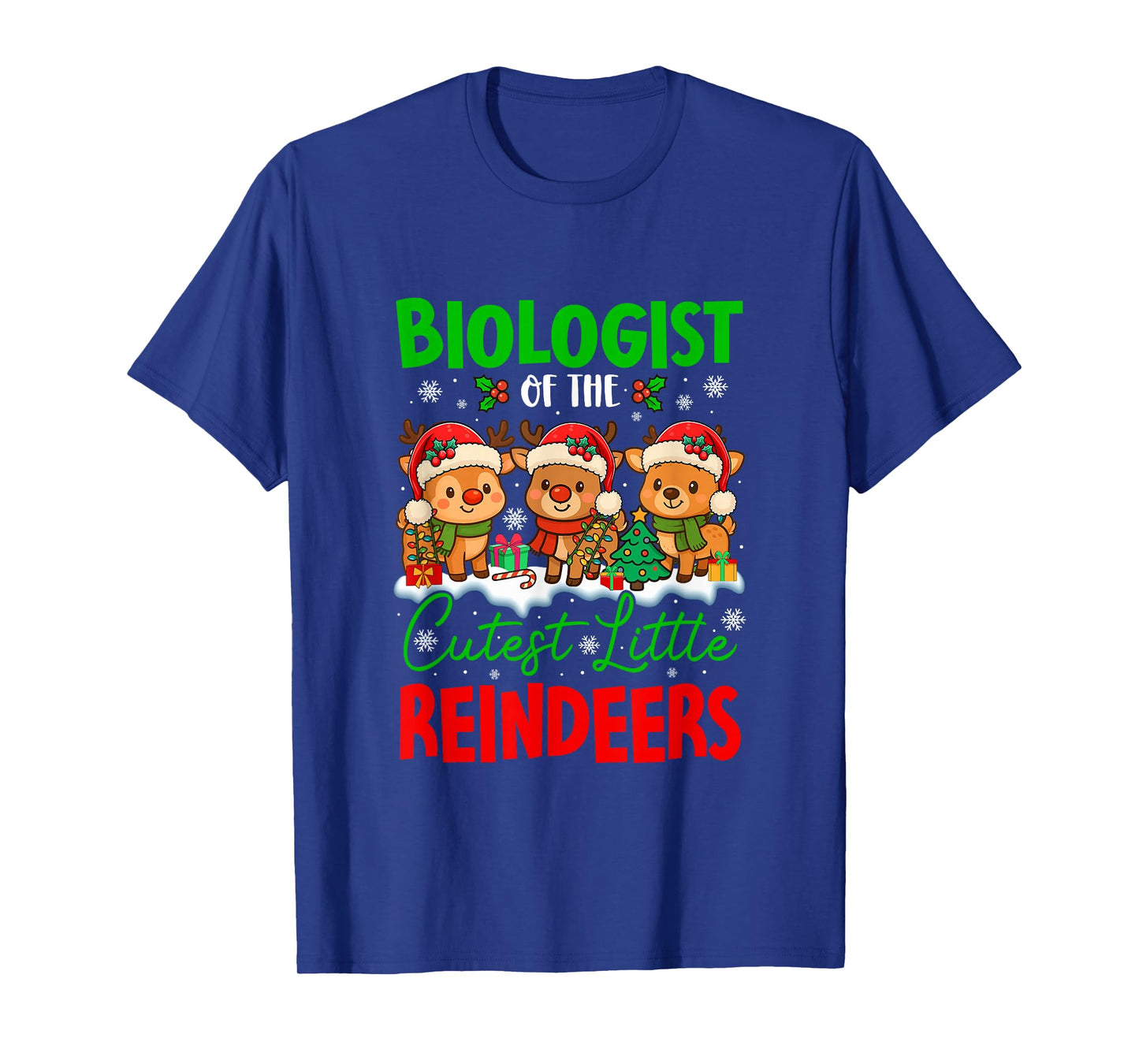 Biologist of Cutest Reindeers Xmas Three Santa Reindeers T-Shirt