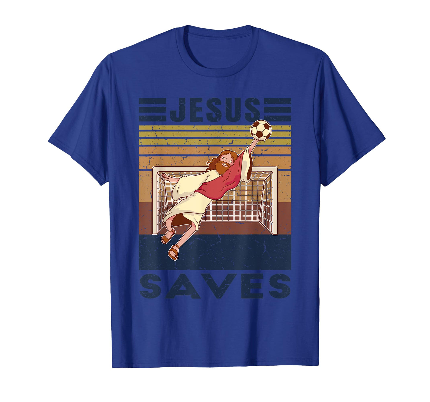 Retro Goalkeeper Jesus Saves Soccer Goal T-Shirt