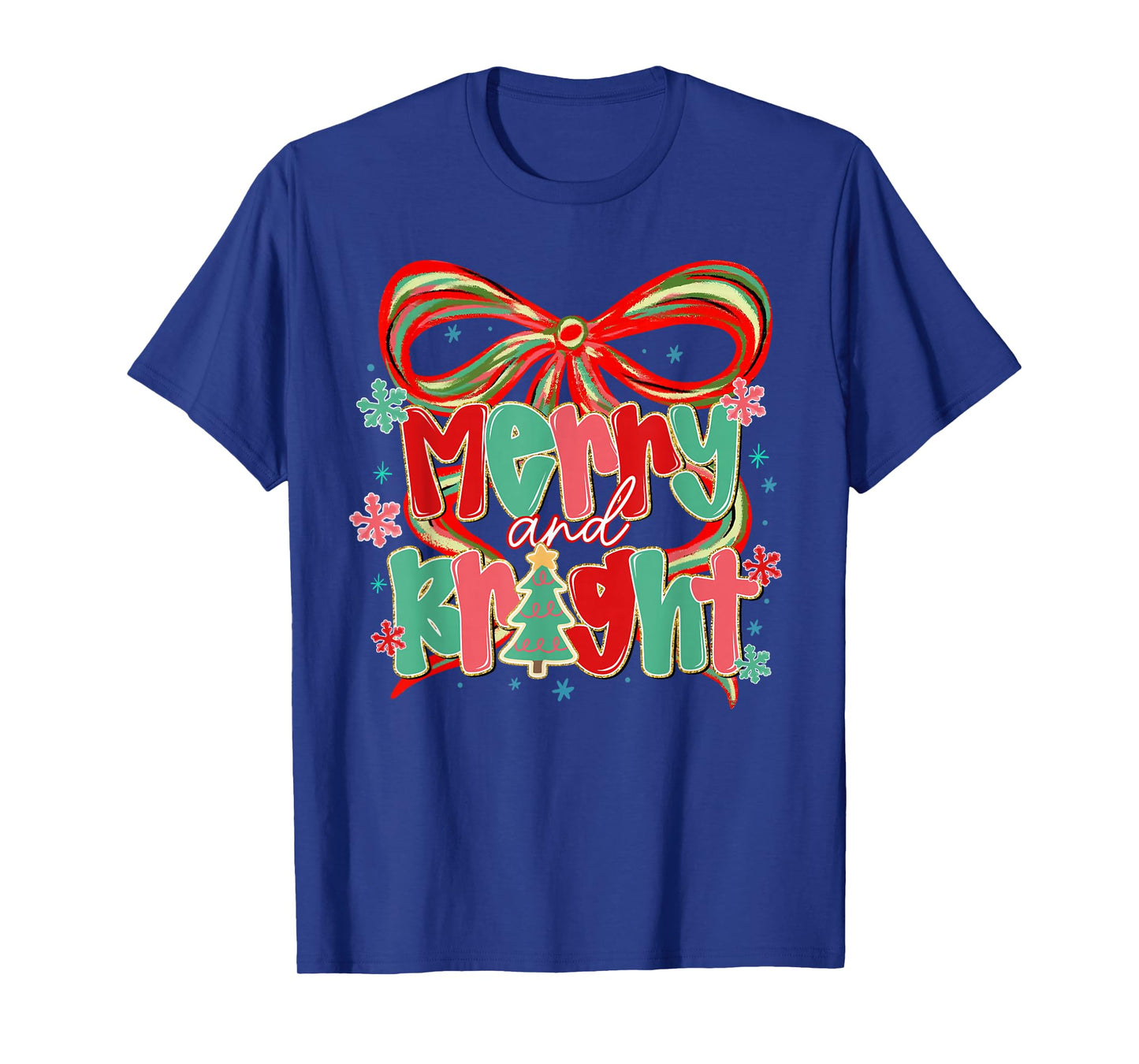 Coquette Bow Merry & Bright Christmas Xmas Pajamas Holiday T-Shirt