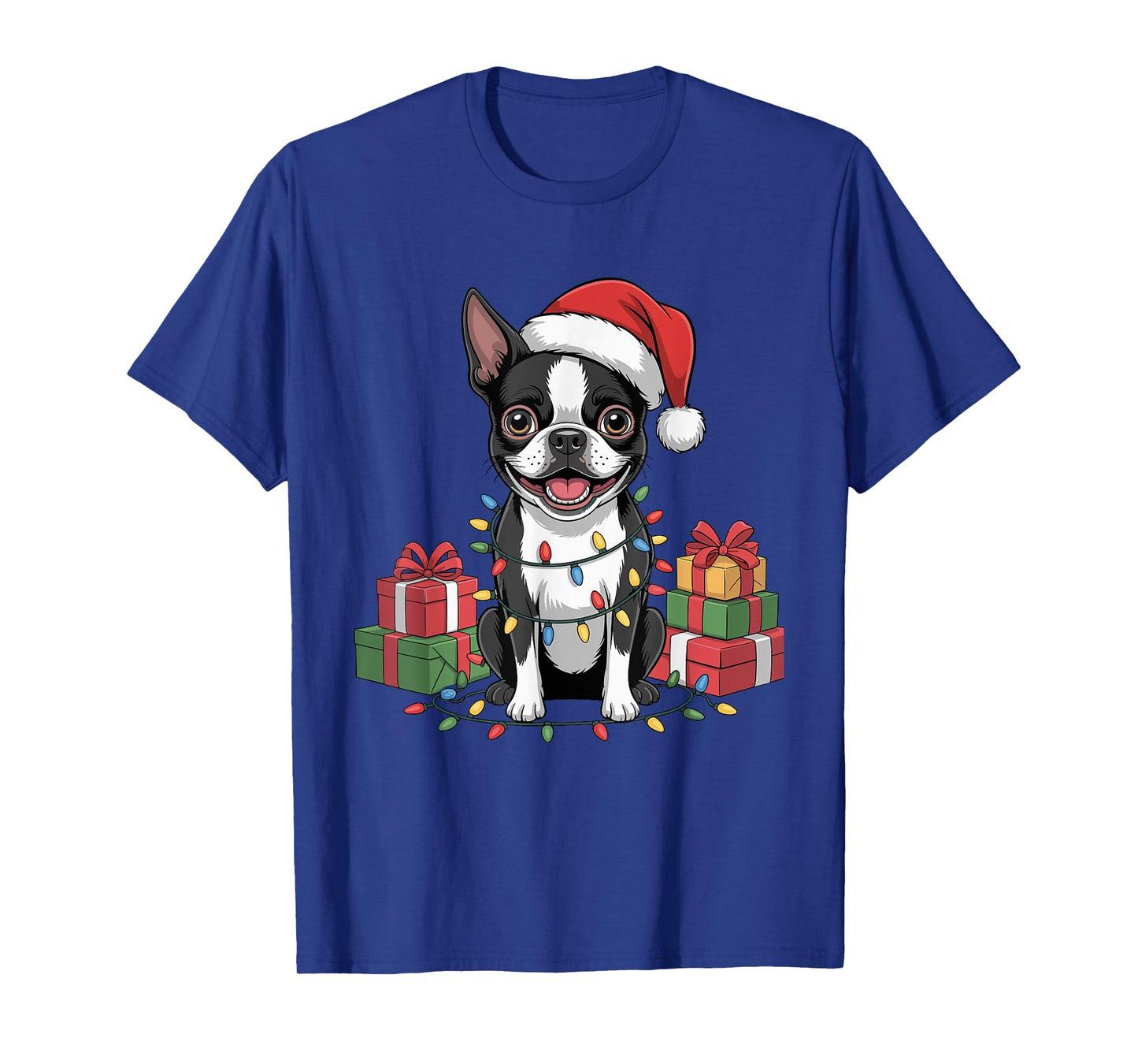 Cute Boston Terrier Christmas Design Funny Dog Lover Holiday T-Shirt