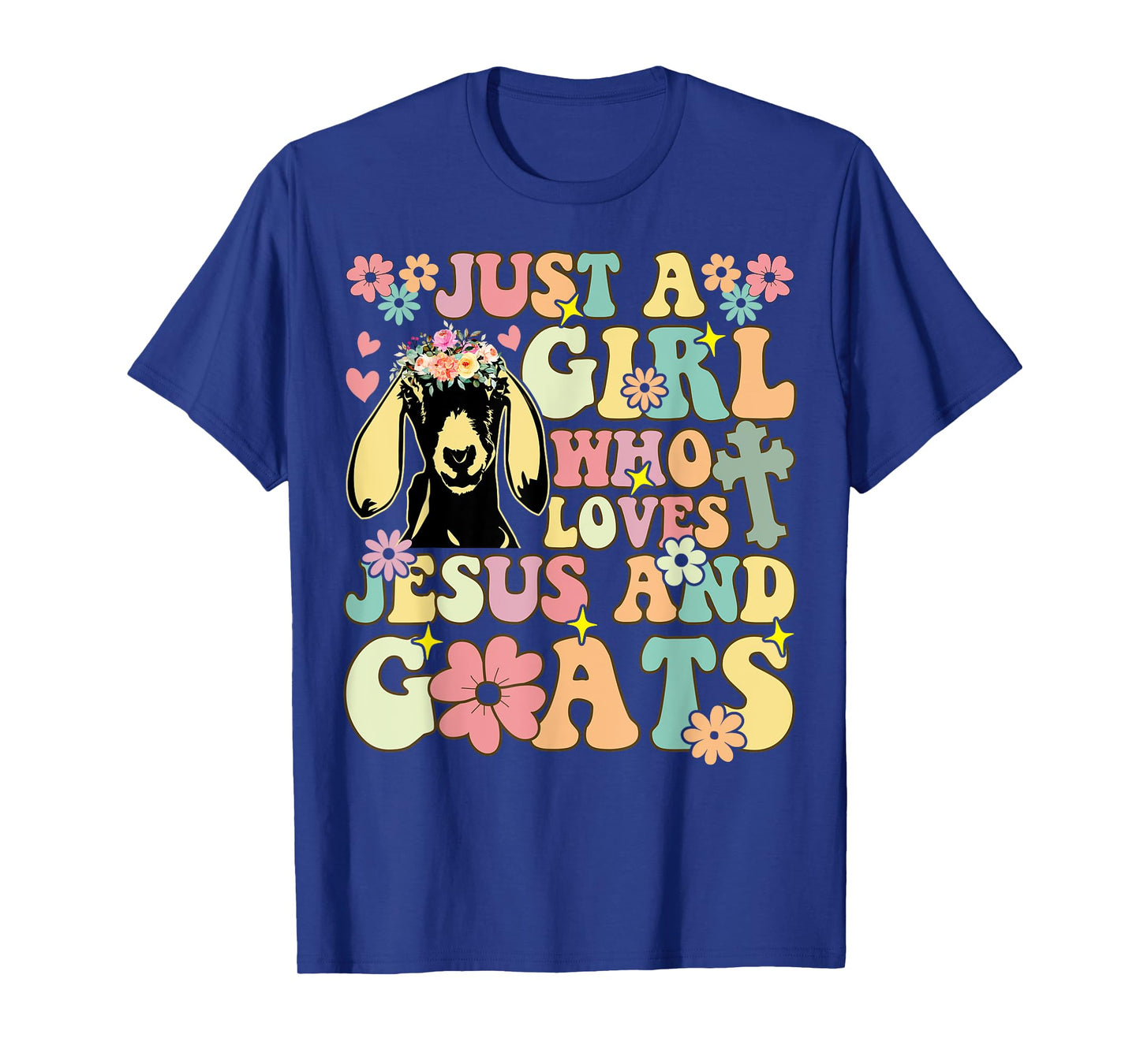 Groovy Farmer Farming Just A Girl Who Loves Jesus And Goats T-Shirt