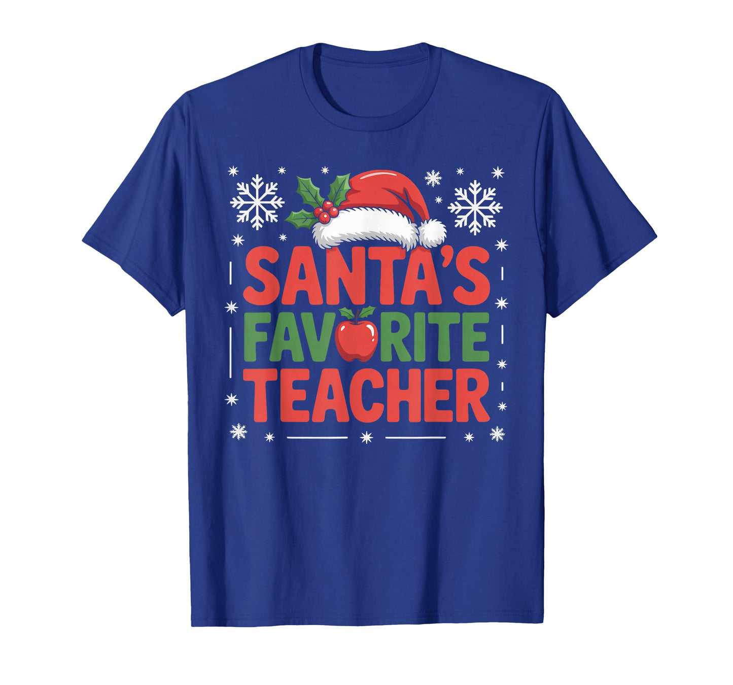 Santa’s Favorite Teacher Holiday Apple & Santa Hat Christmas T-Shirt