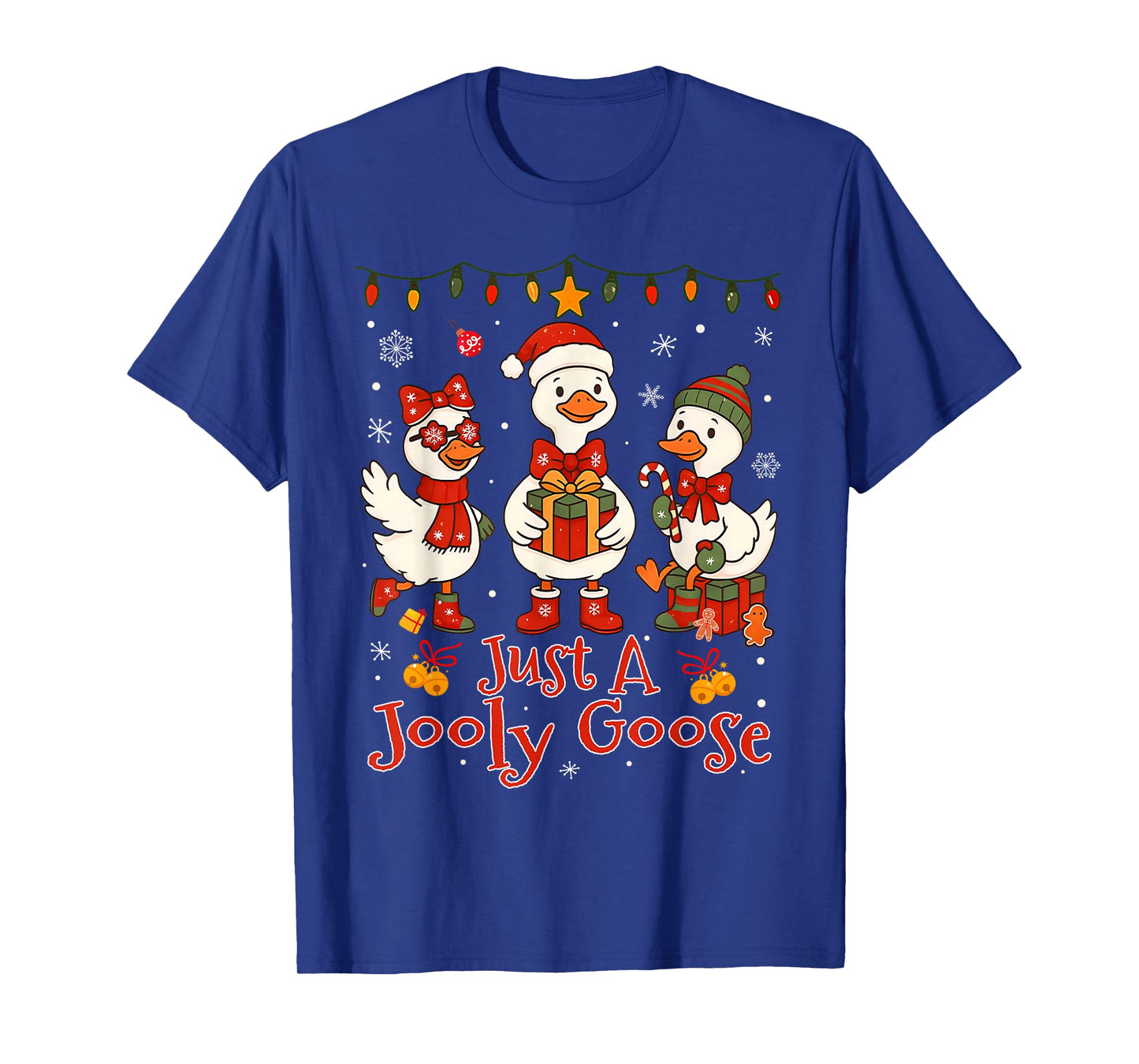 Just A Jolly Goose Christmas Santa Bow Men Women Kid T-Shirt