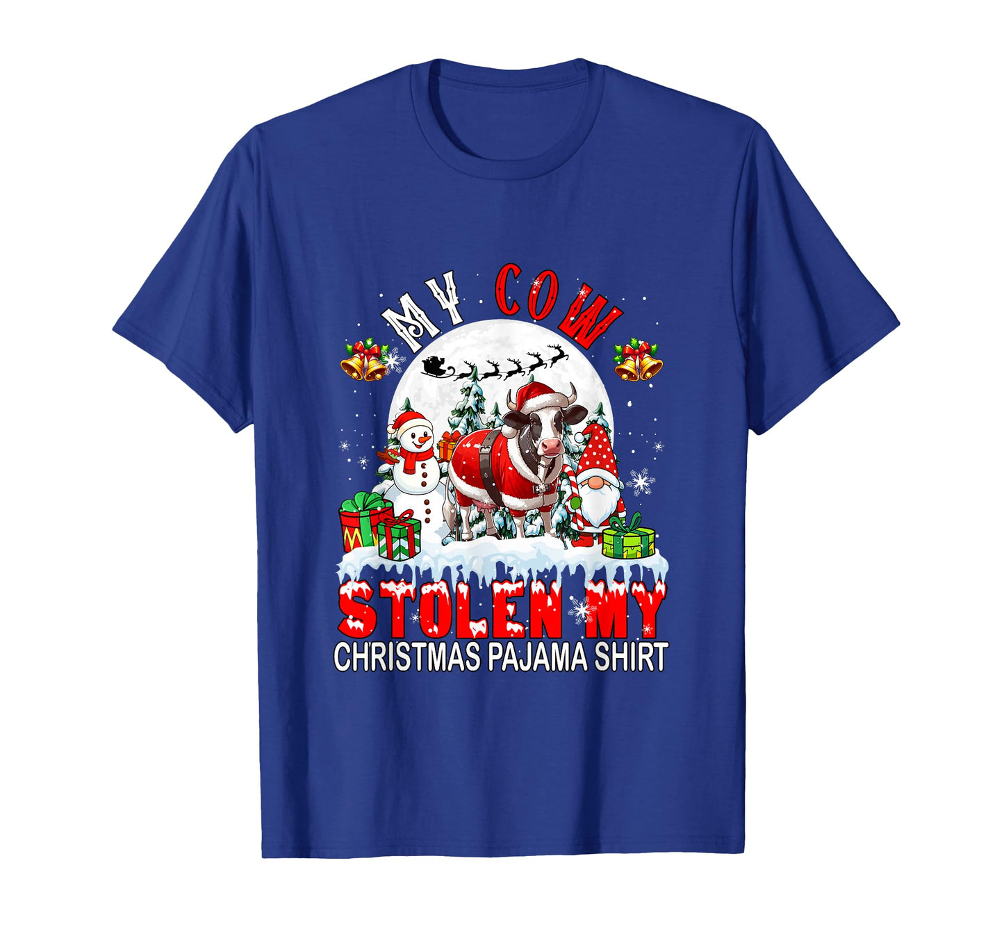 My Cow Stolen My Christmas Pajama Shirt Santa Farmer Owner T-Shirt