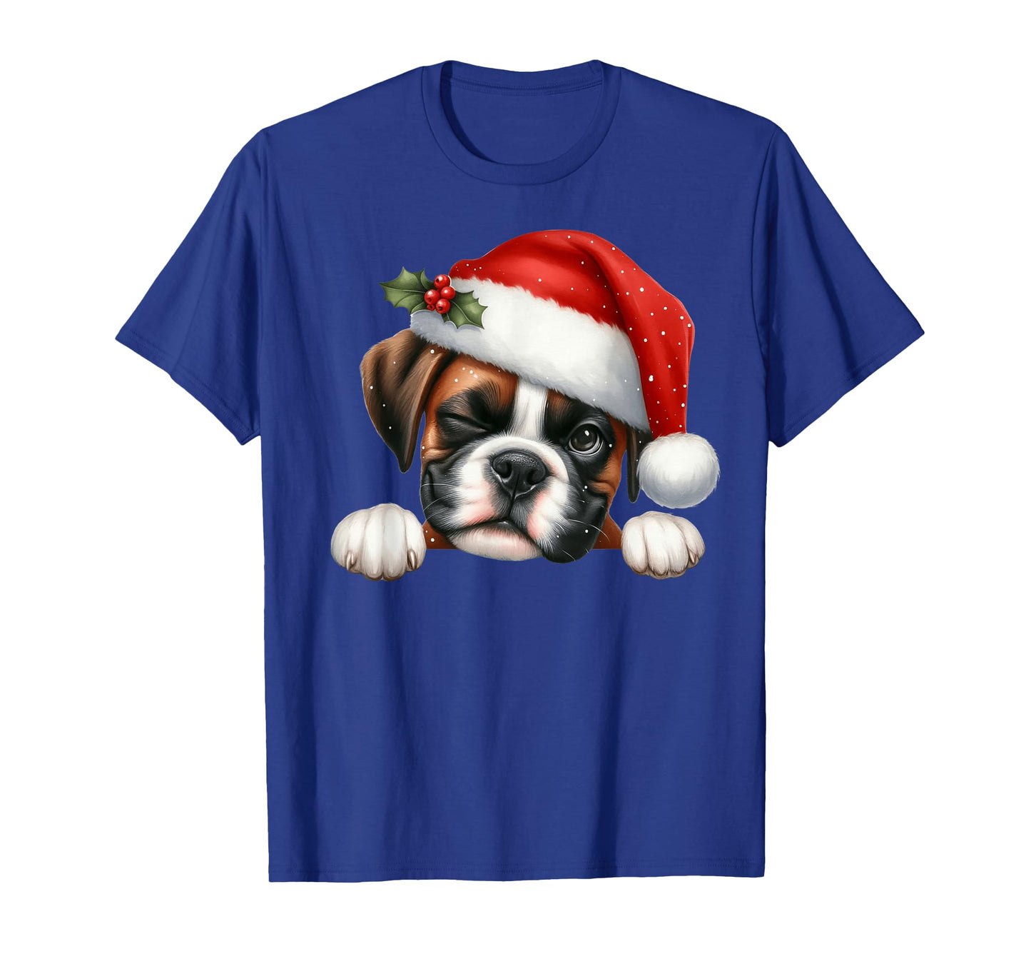 Boxer Dog Christmas Santa Hat Dog Mom Dad T-Shirt