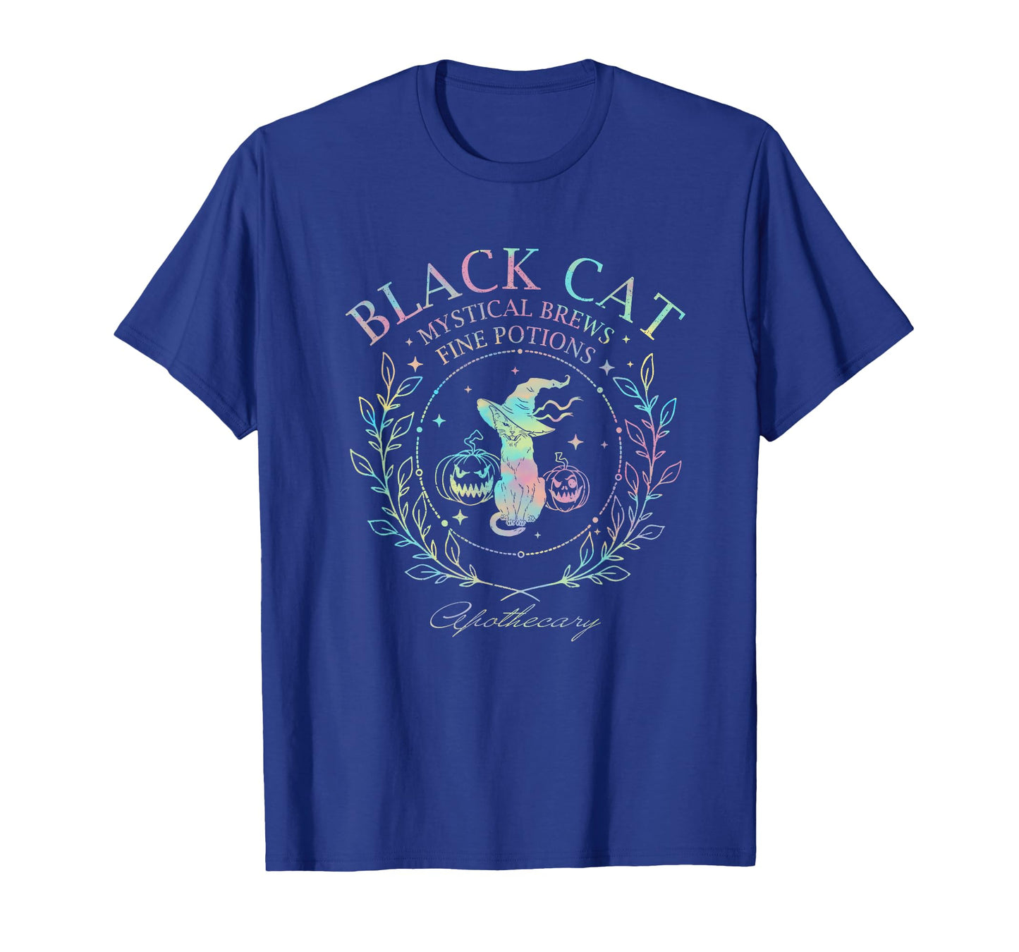 Black Cat Mystical Brews Fine Potions Witch Cat Halloween T-Shirt