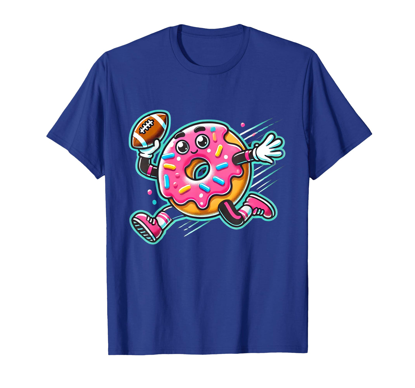 Funny Donut Playing Football Food Champ Sports Donut T-Shirt