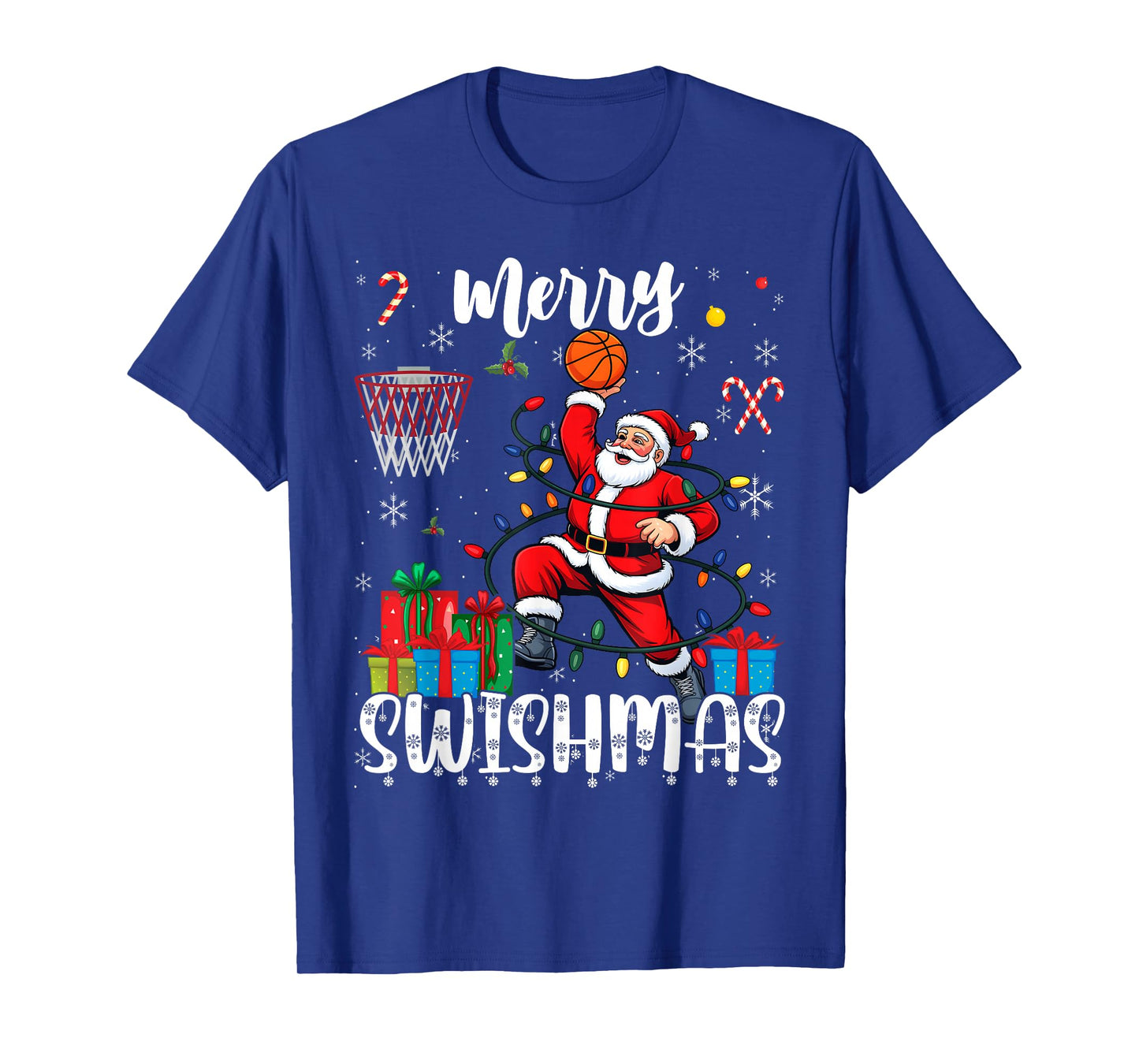 Merry Swishmas Santa Basketball Christmas Pajamas Matching T-Shirt