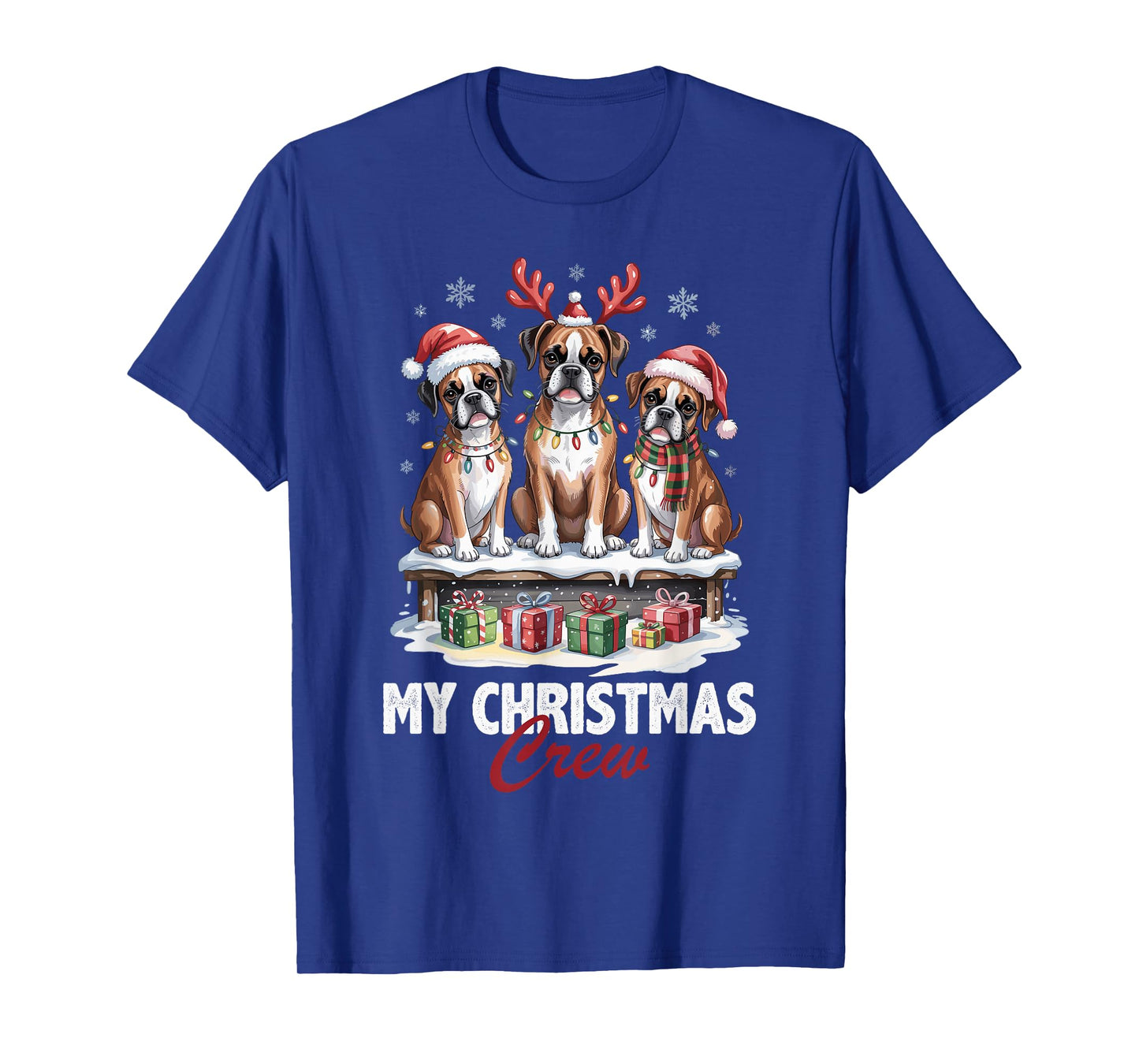 Boxer Christmas Crew Funny Dog Lovers Holiday Pajama T-Shirt