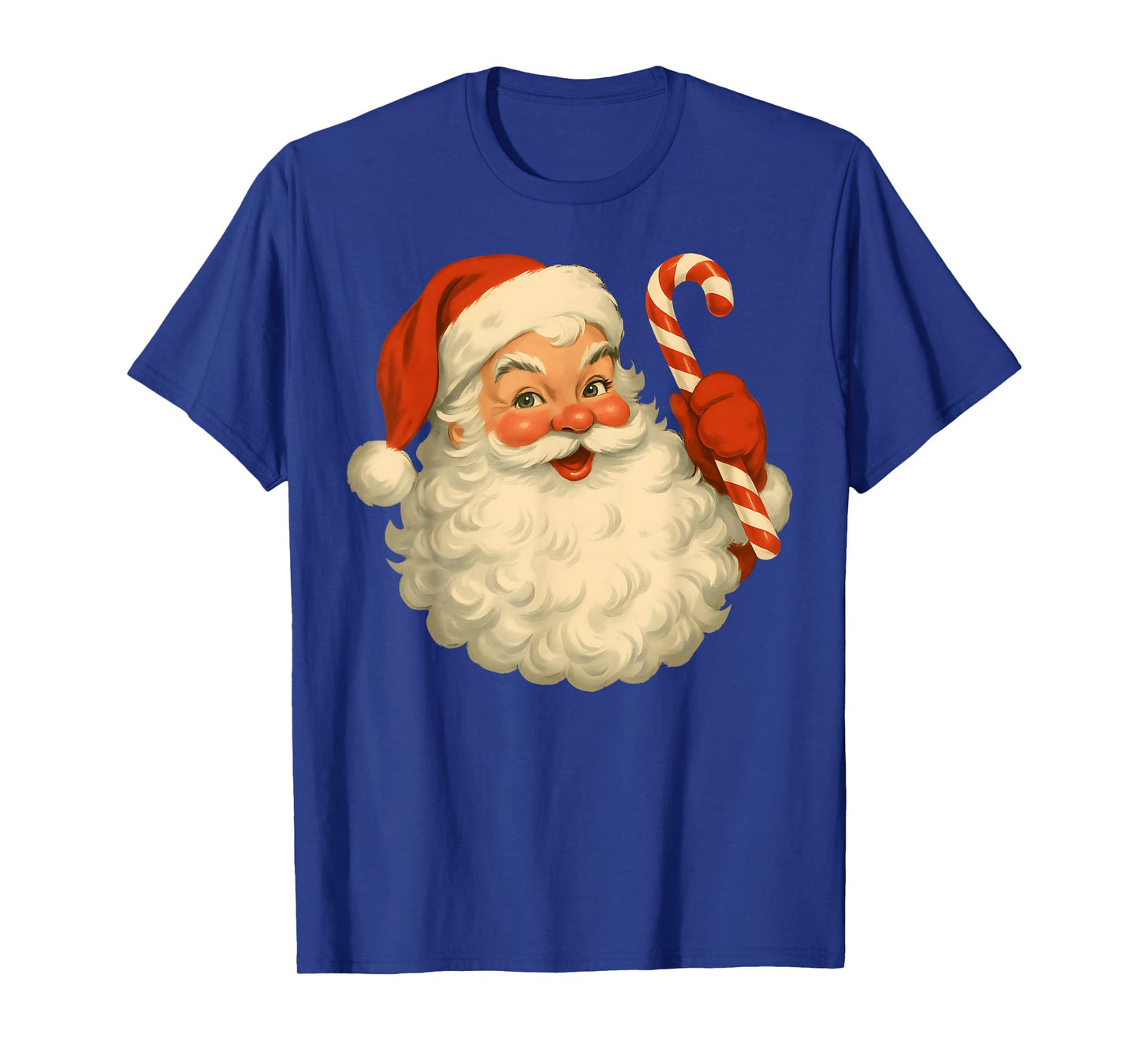Pink Santa Claus Christmas Candy Cane Vintage Girl Women T-Shirt
