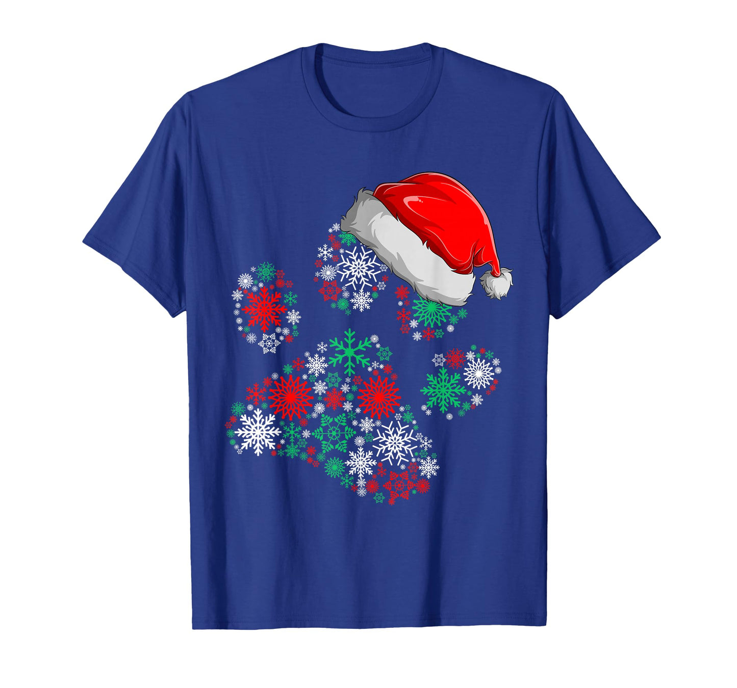 Snowflakes Dog Paw Santa Hat Christmas Dog Lovers Gift T-Shirt