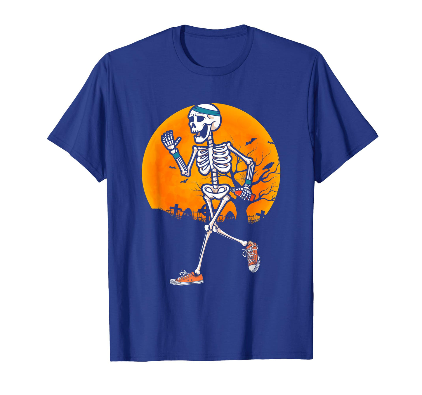 Funny Running Skeleton Halloween Sport Runner Marathon T-Shirt
