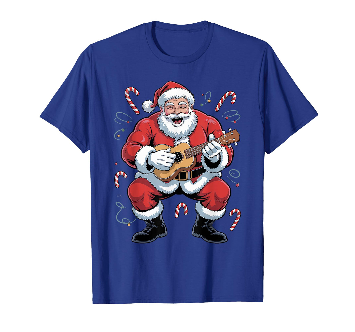 Santa Playing Ukulele Funny Holiday Chrismas Xmas Pajama T-Shirt