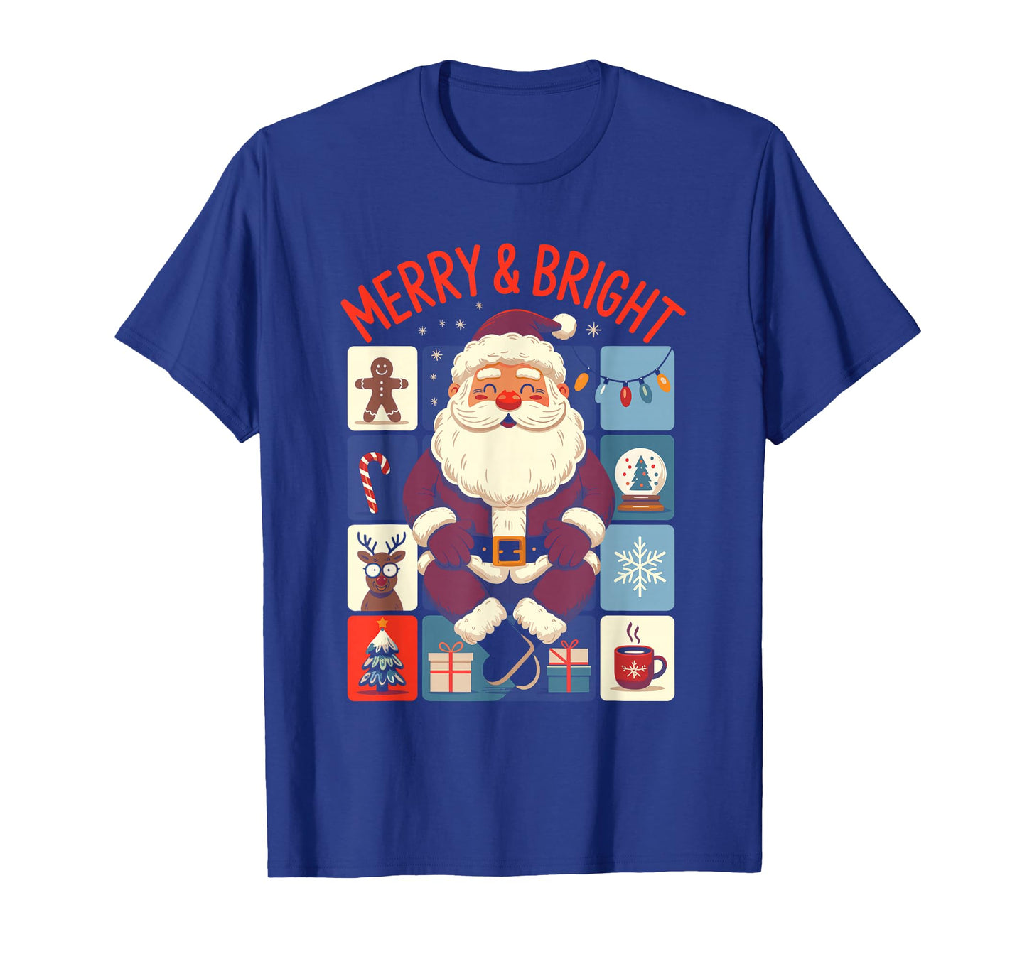 Cute Merry and Bright Santa Christmas T-Shirt