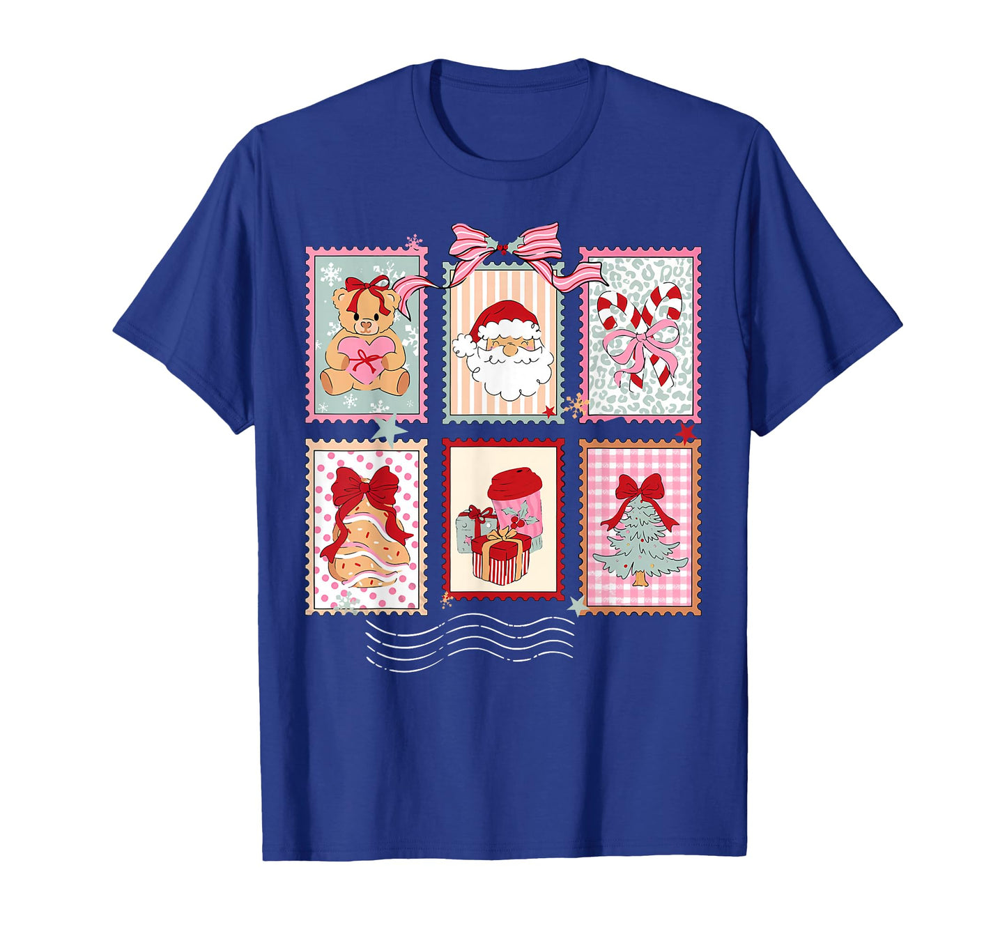 Vintage Christmas Postage Stamps Holiday Family Teacher Girl T-Shirt