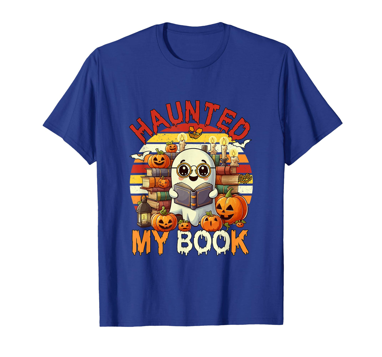 Vintage Haunted by My Book Halloween Boo Librarian Bookworm T-Shirt
