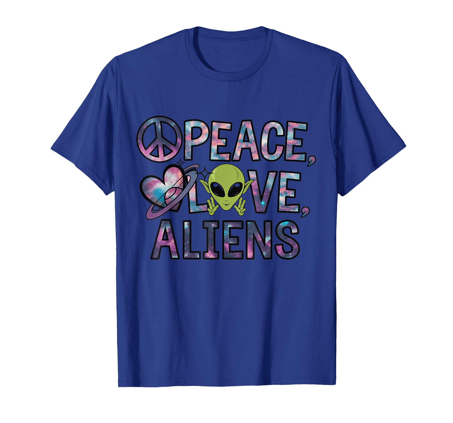 Peace Love Aliens Cool Funny Retro Vintage UFO UAP Alien T-Shirt