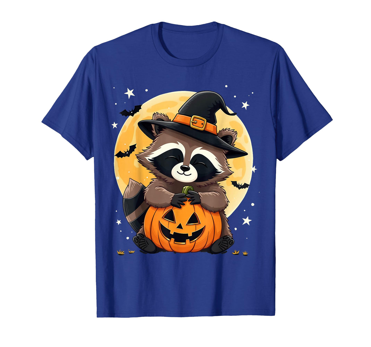 Halloween Raccoon Witch Hat Pumpkin Spooky T-Shirt
