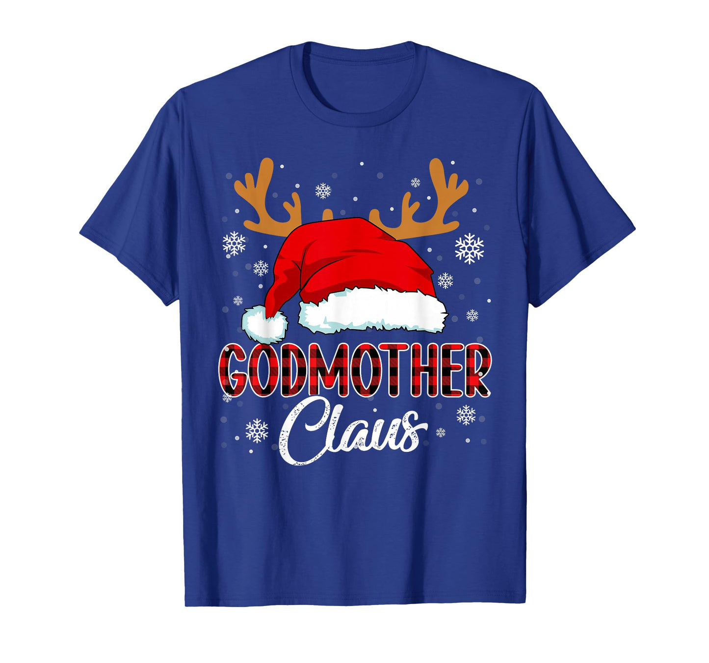 Godmother Claus Santa Christmas Red Plaid Matching Family T-Shirt