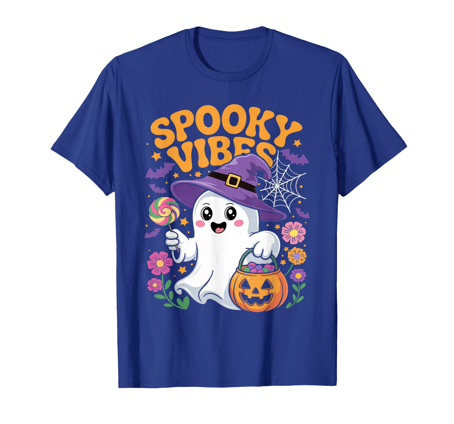 Groovy Spooky Vibes Shirt 70s Retro Halloween Kawaii Ghost T-Shirt
