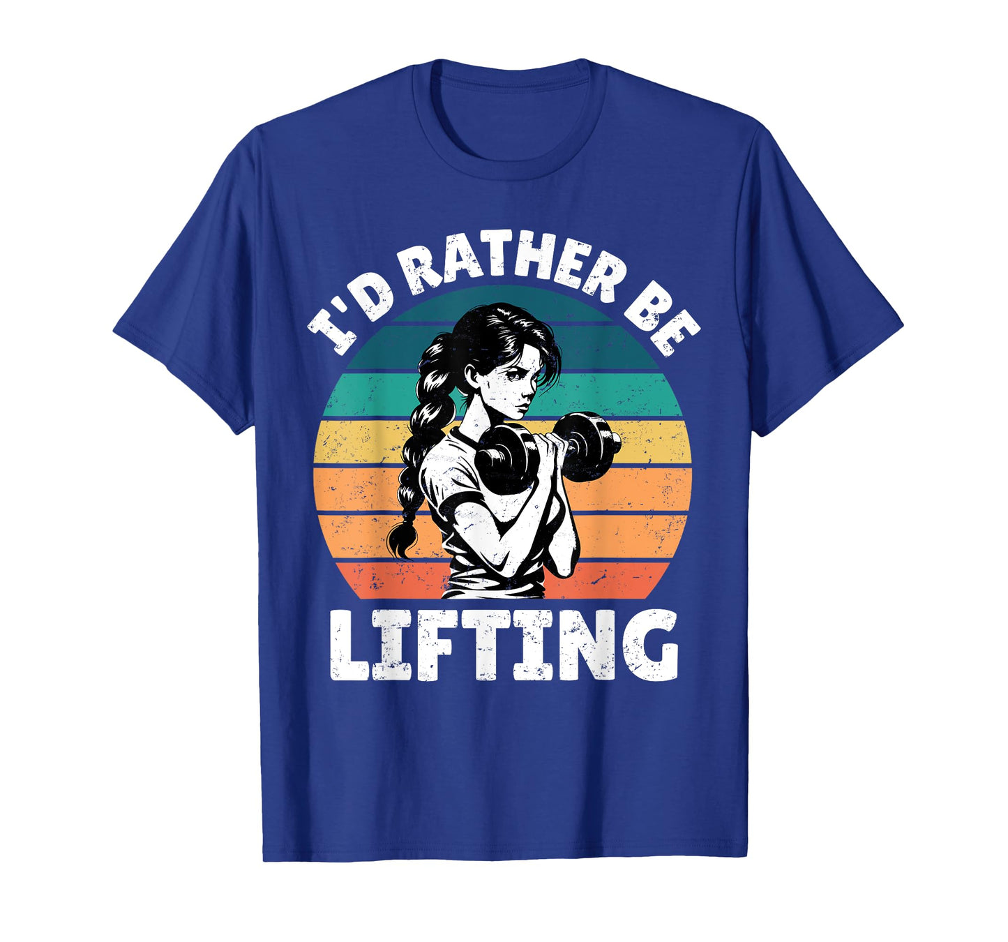 I'd Rather Be Lifting Funny Gym Vintage Sunset Fitness T-Shirt