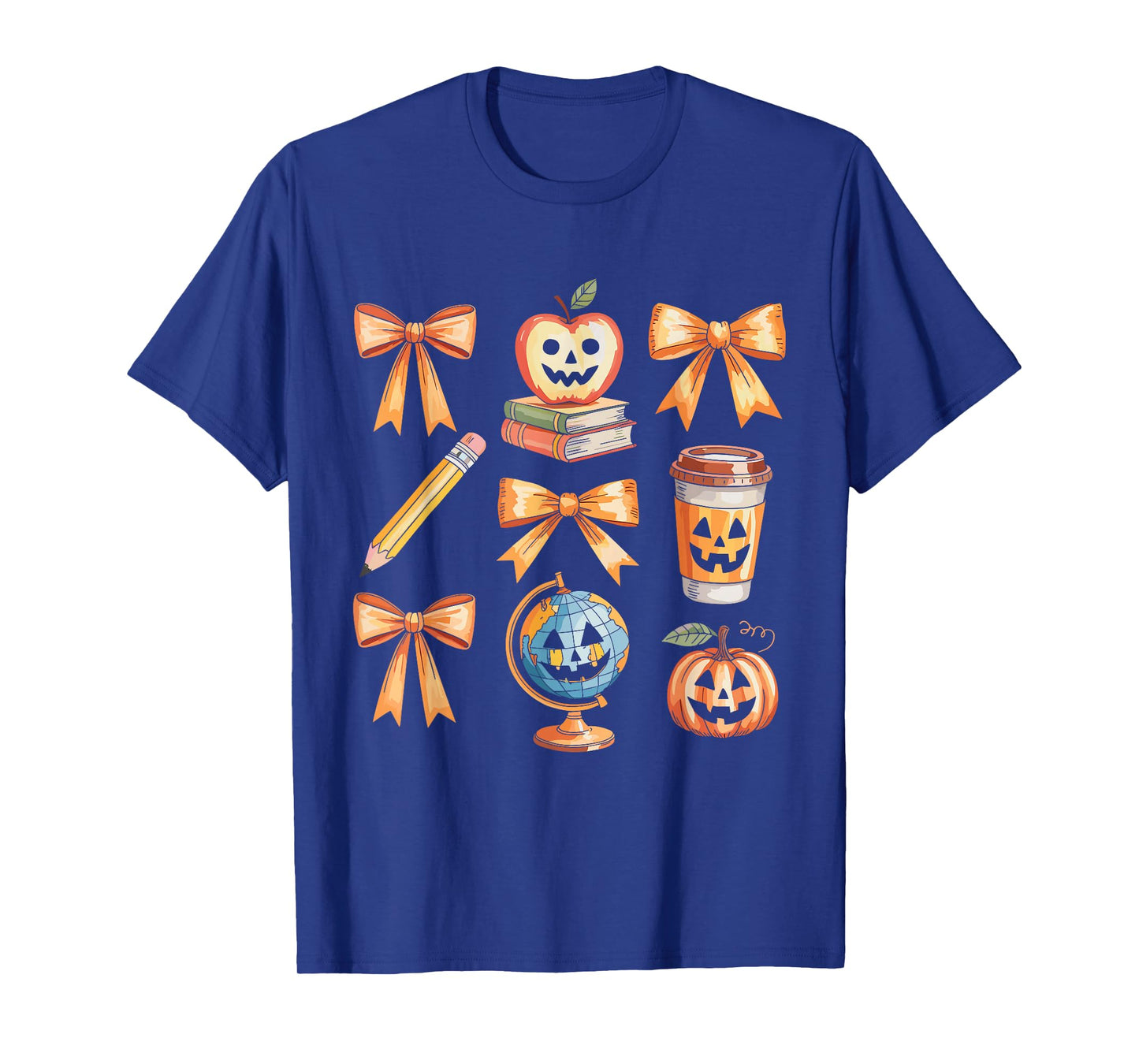 Spooky Teacher Halloween Coquette Bow Pencil Pumpkin T-Shirt