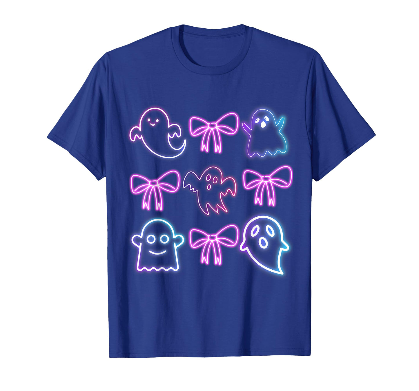 Cute Boo Ghost Spooky Season Glow In Halloween Night Bow T-Shirt