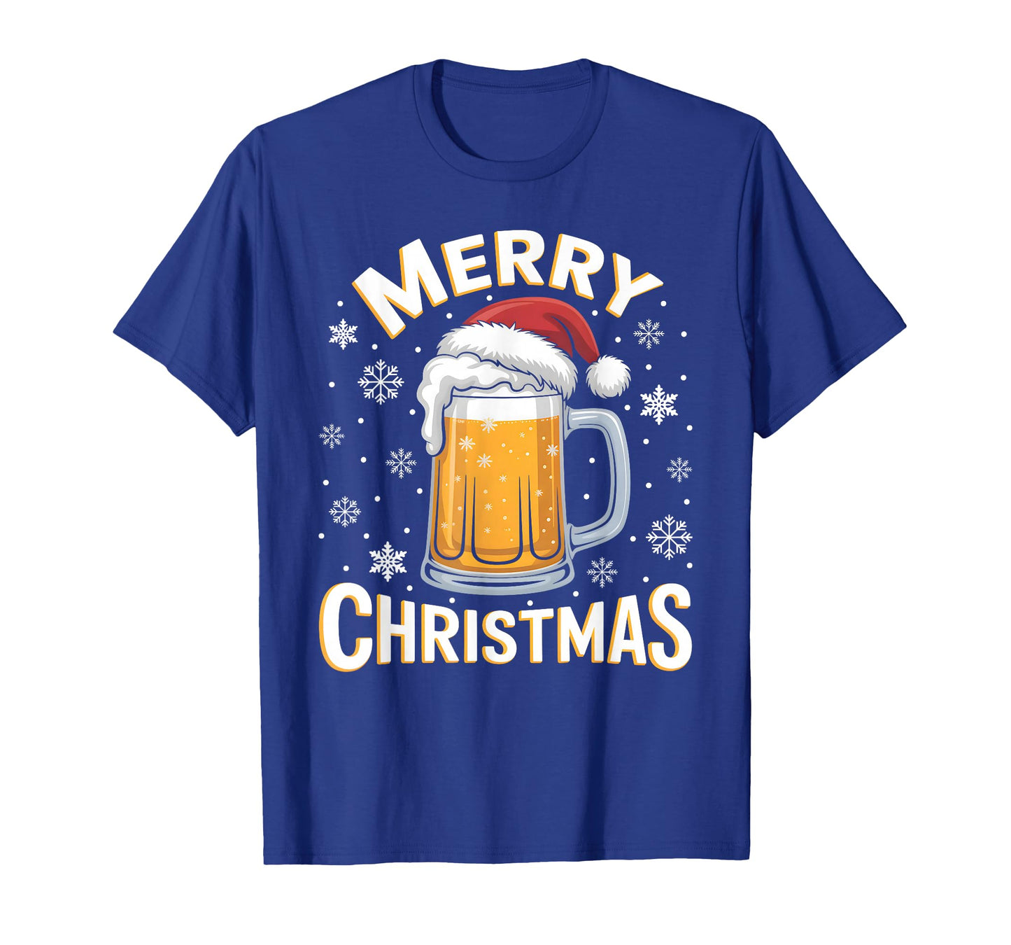Funny Christmas Pajama Outfit Men Women Beer Mug Santa Hat T-Shirt