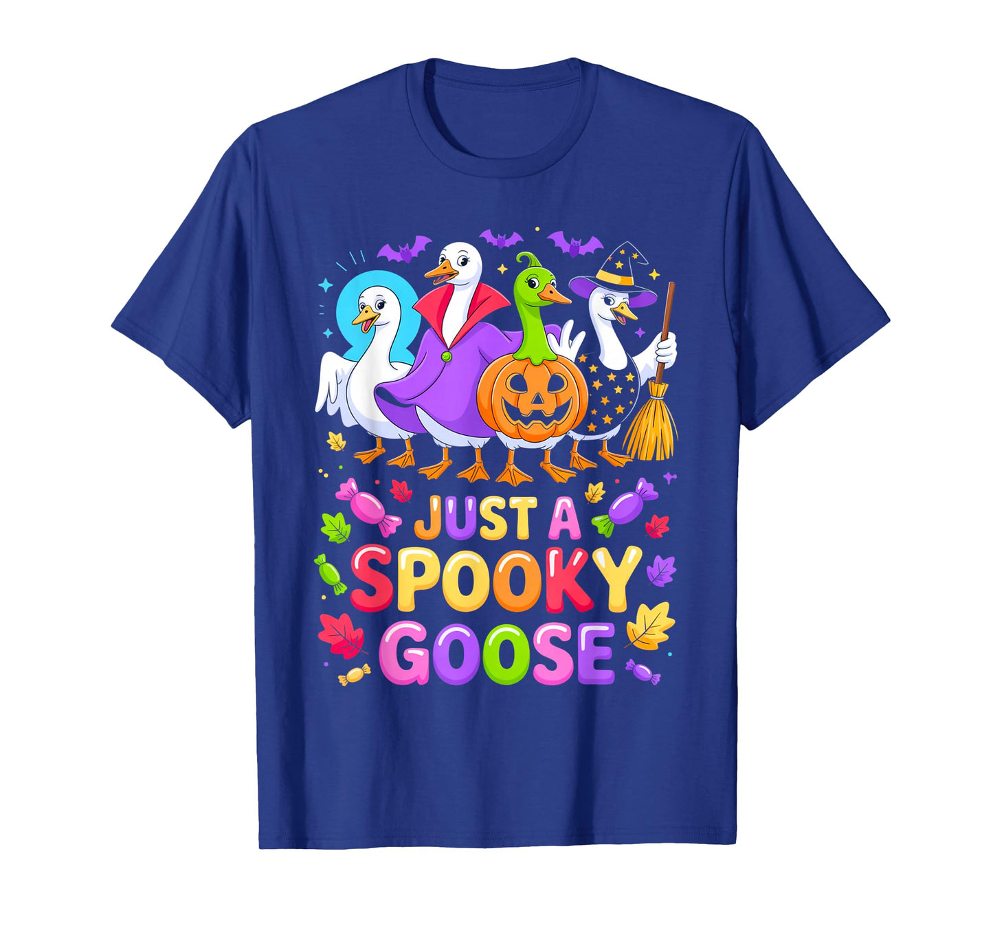 Just A Spooky Goose Halloween Candy Humor Outfit Witch Goose T-Shirt