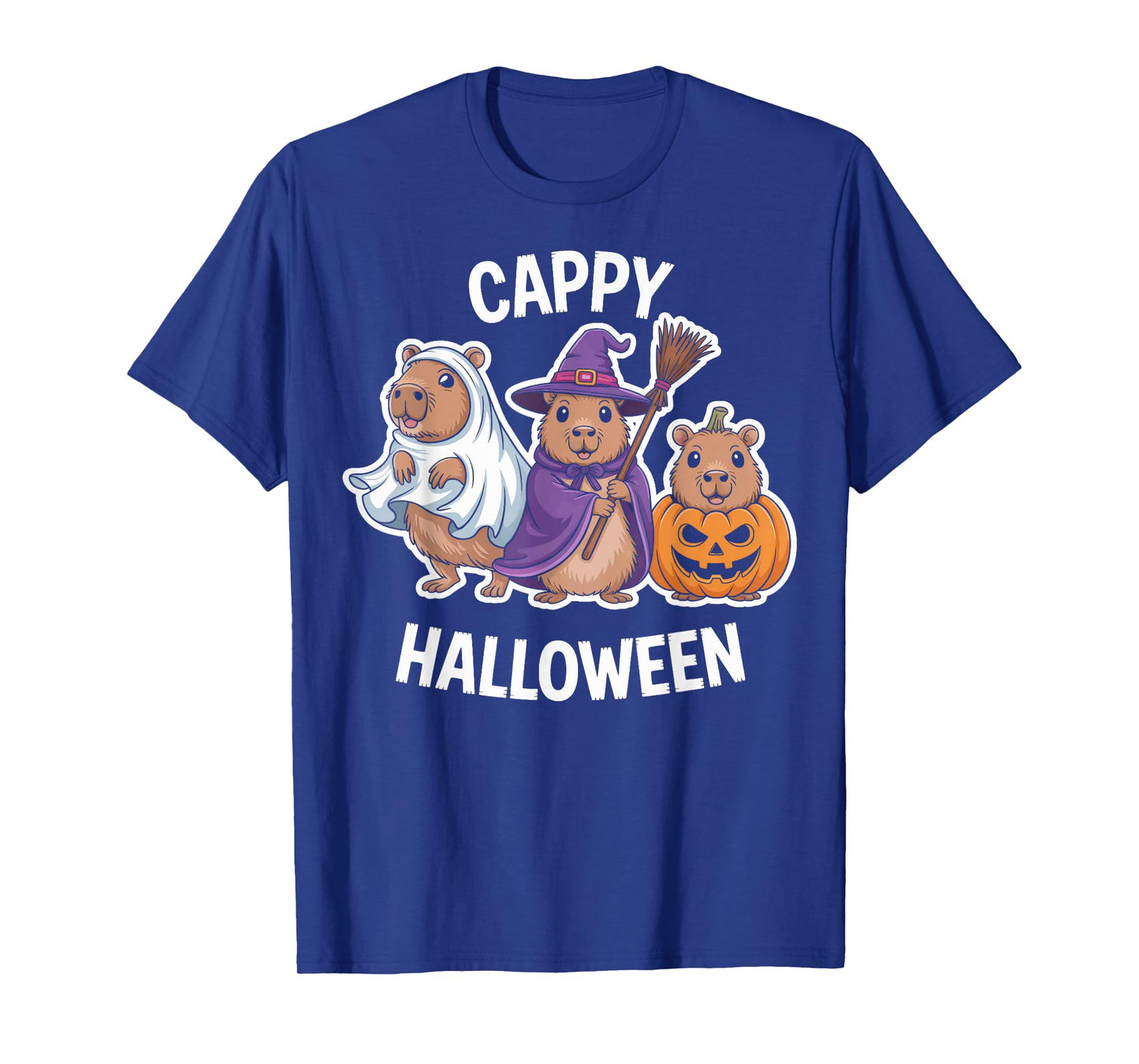 Cappy Halloween Capybara Witch Pumpkin Animal Themed Party T-Shirt