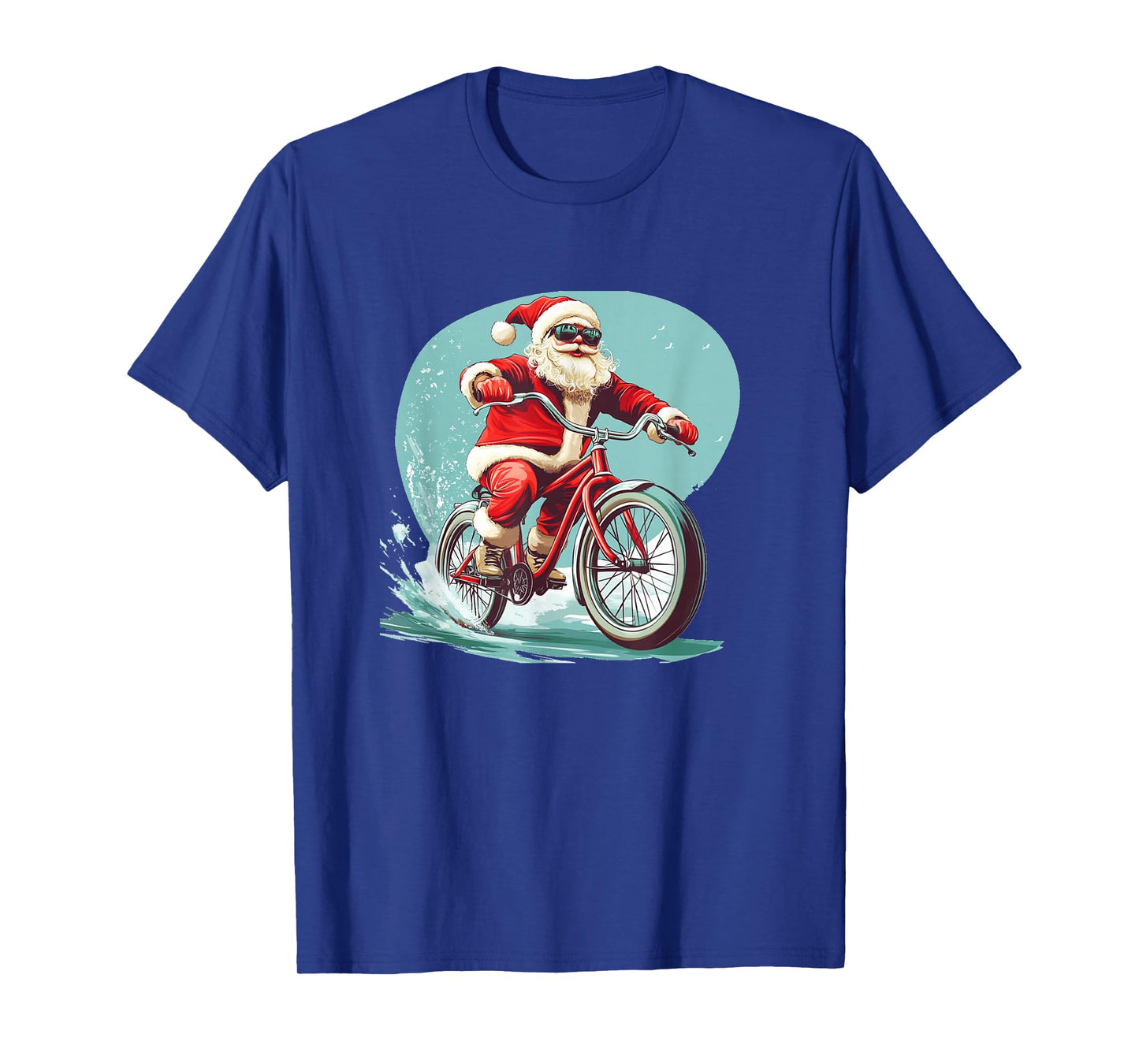 Sunglasses Santa with Bike Outfit for Biker and Cyclists T-Shirt